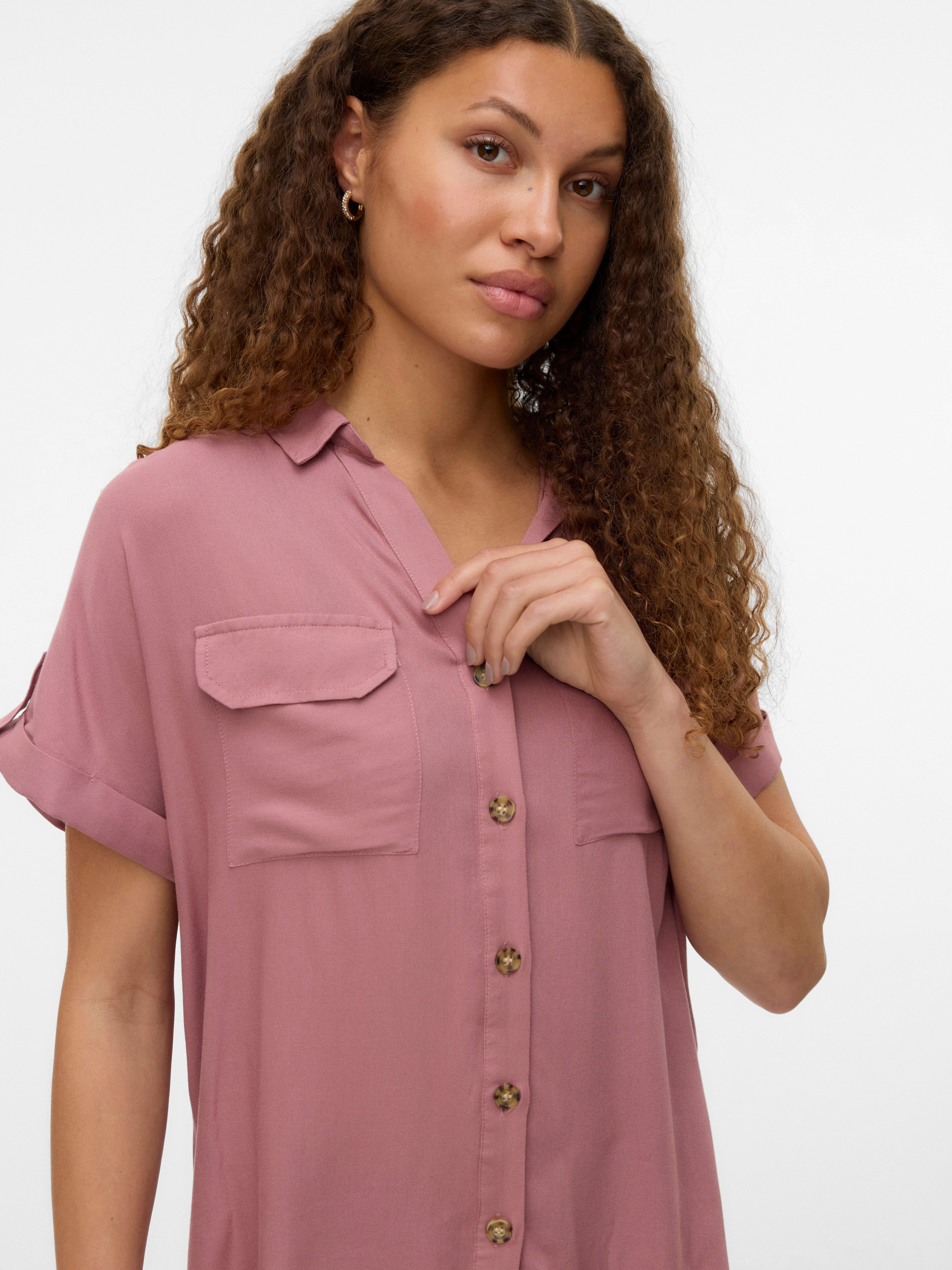 Vero Moda Kurzarmbluse VMBUMPY S/S SHIRT WVN GA NOOS Viskose, regular fit