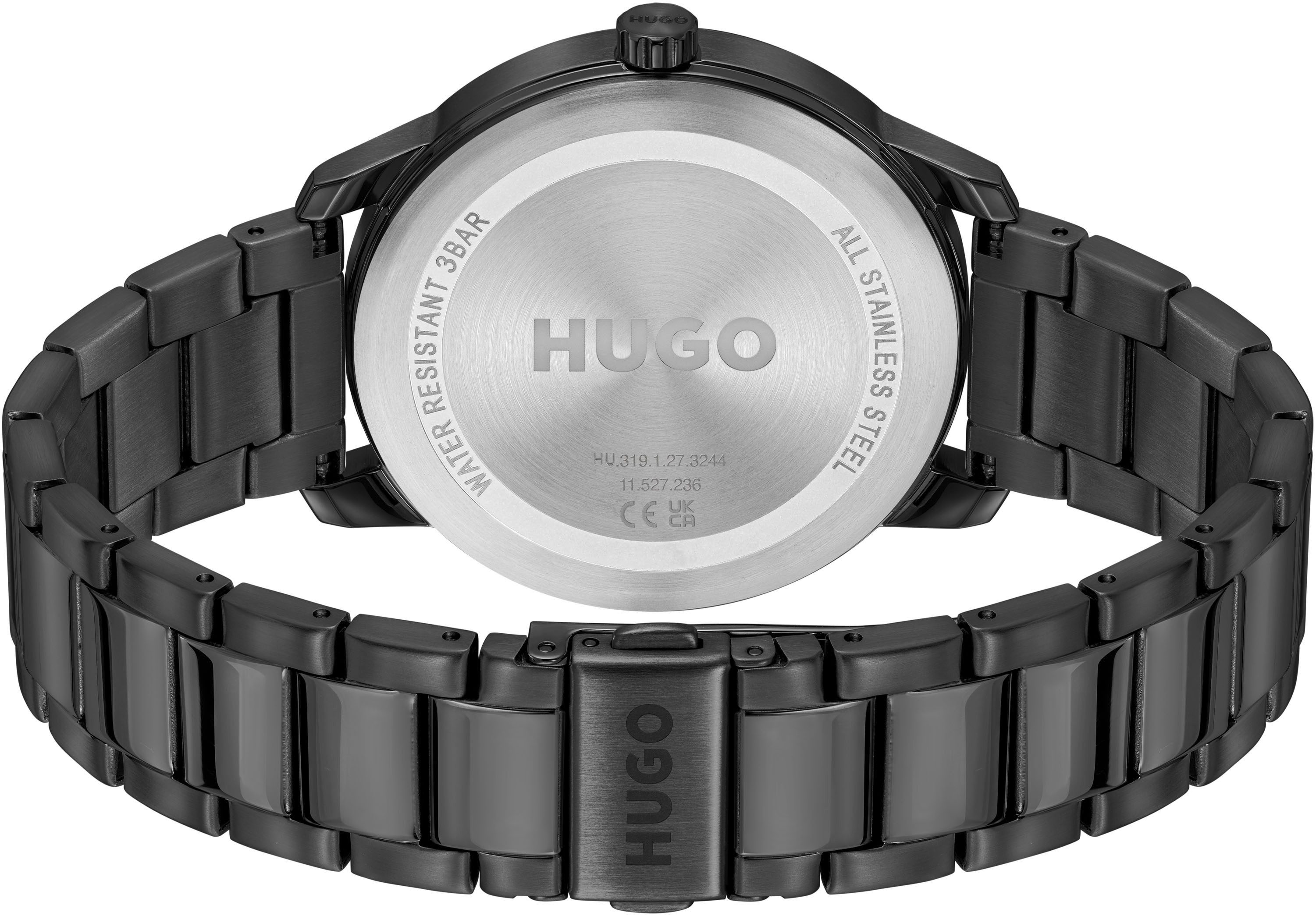 HUGO Quarzuhr #STAMP 1530365, Armbanduhr, Herrenuhr, analog, Edelstahlarmband