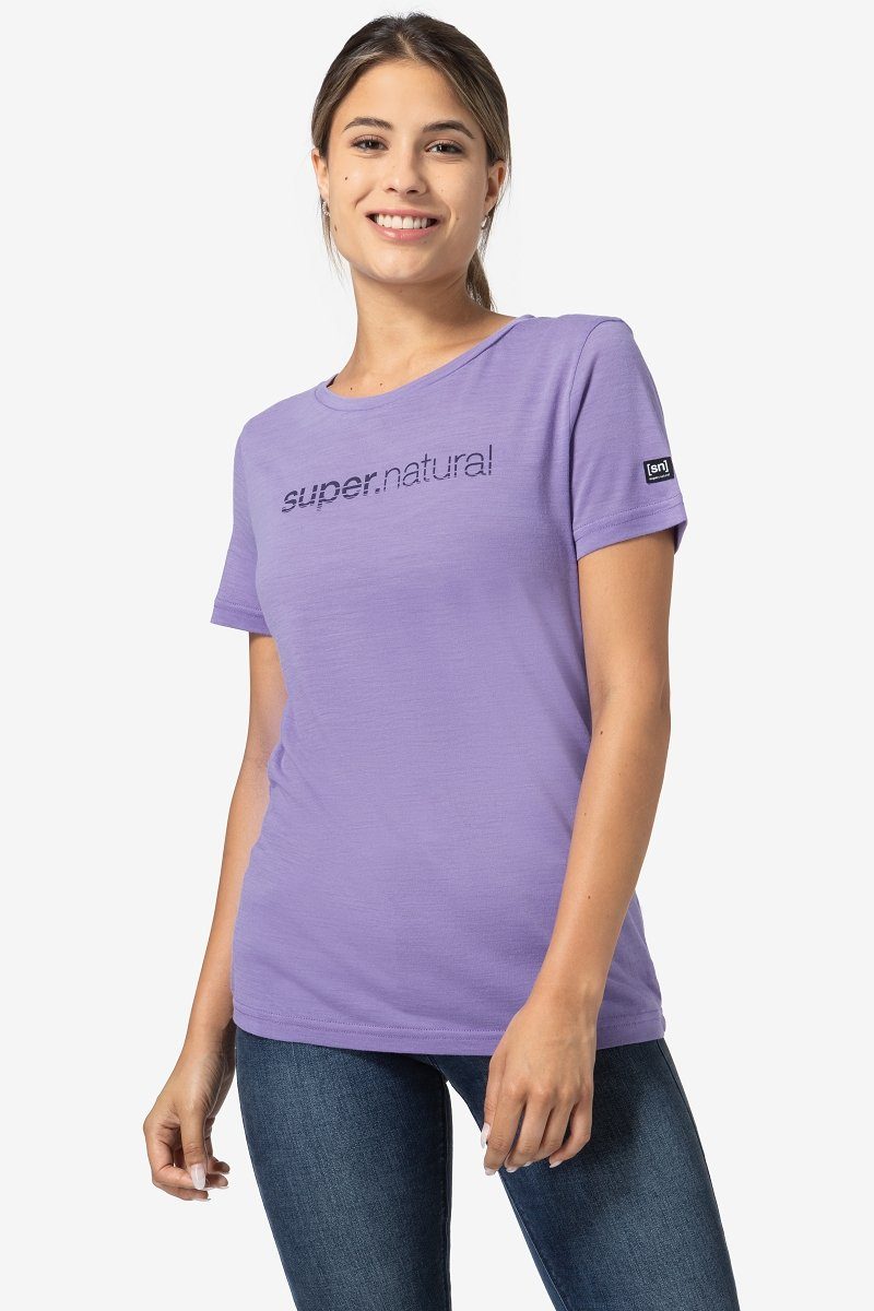 SUPER.NATURAL Print-Shirt Merino T-Shirt W GRID TEE funktioneller Merino-Materialmix