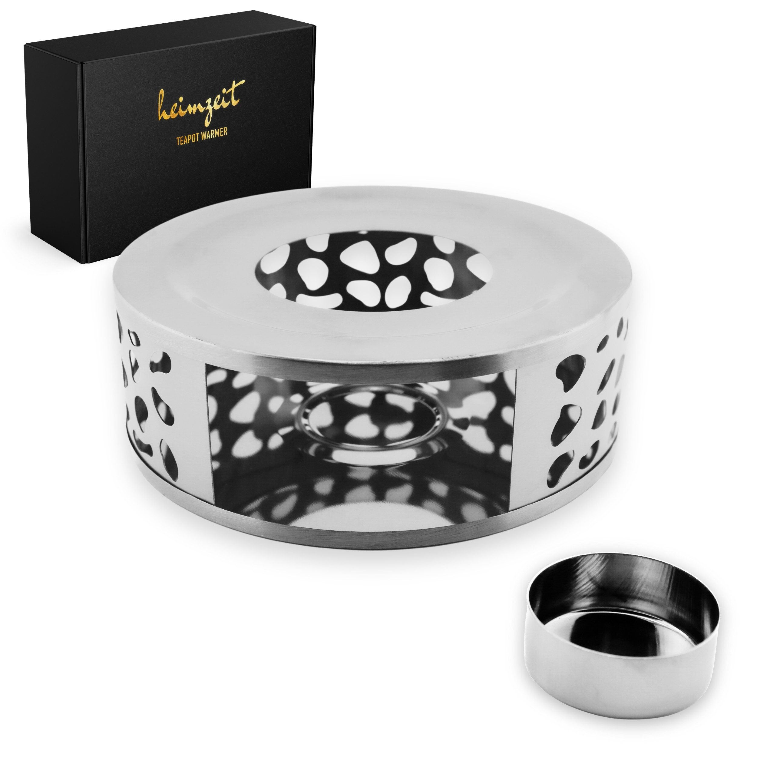 heimzeit Stövchen heimzeit Stövchen mit Teelichthalter Edelstahl, (Set), Teewärmer für Teekannen und Kaffeekannen