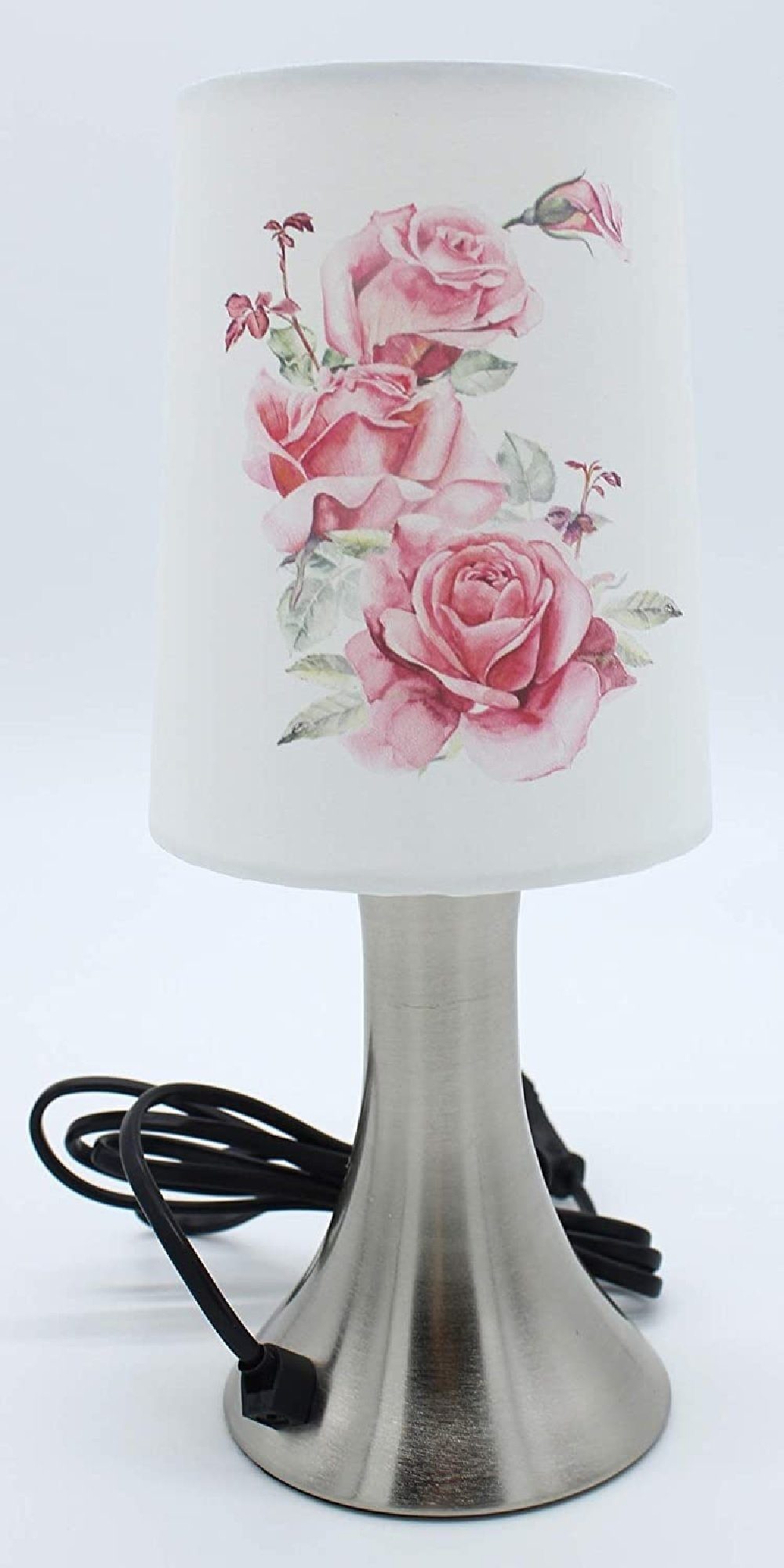 Luna24 simply great ideas... Nachttischlampe Touchlampe, Nachttischlampe mit Rosenddruck, 2er Set 16720, E14, max. 40W