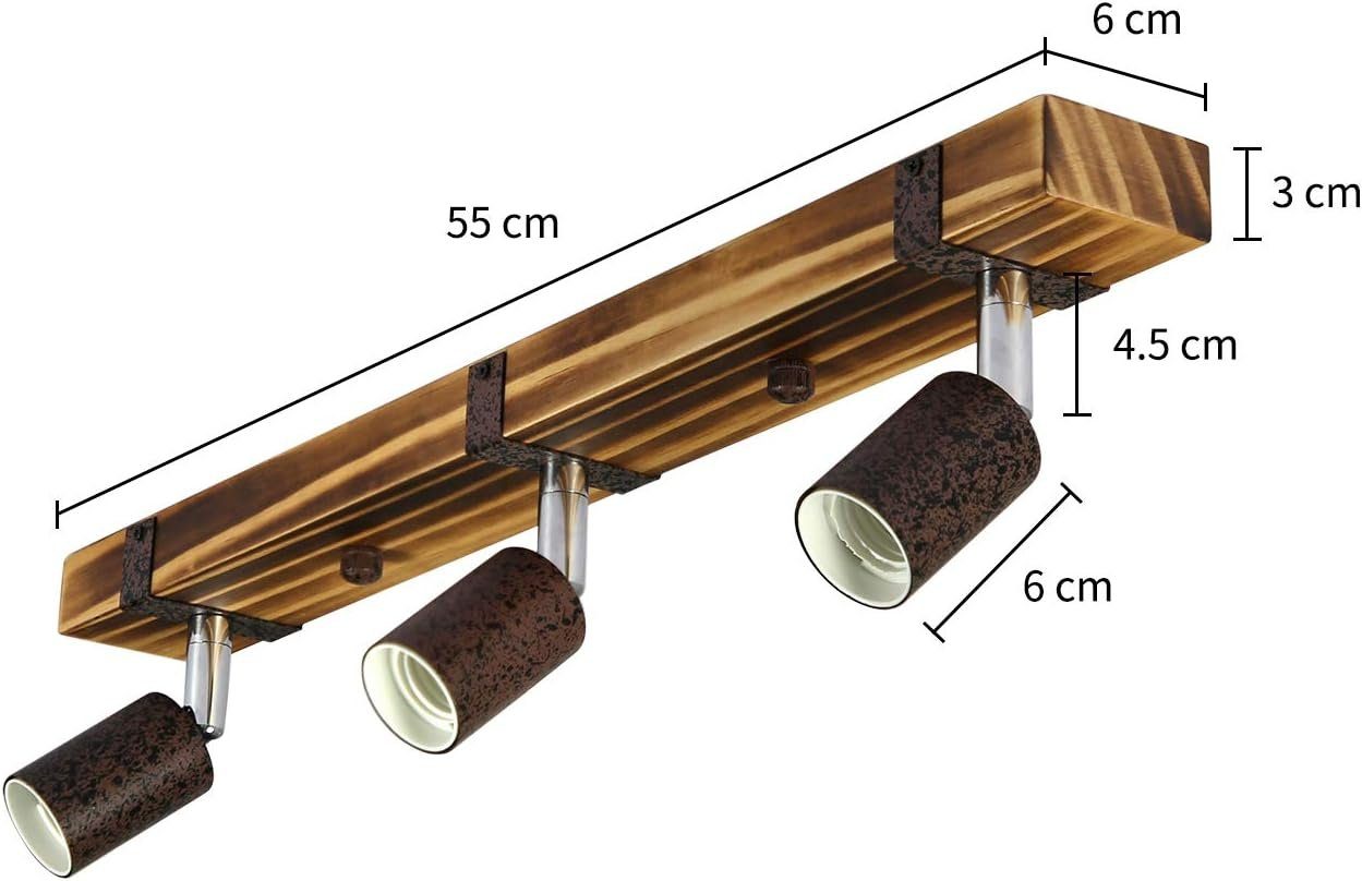 verstellbaren Deckenstrahler 55CM Deckenspots Holz mit ohne Strahlern, Nettlife Leuchtmittel Retro Deckenstrahler