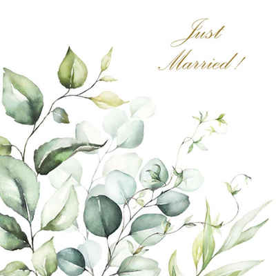 Linoows Papierserviette »20 Servietten, Zur Hochzeit, Just Married und Pflanzen«