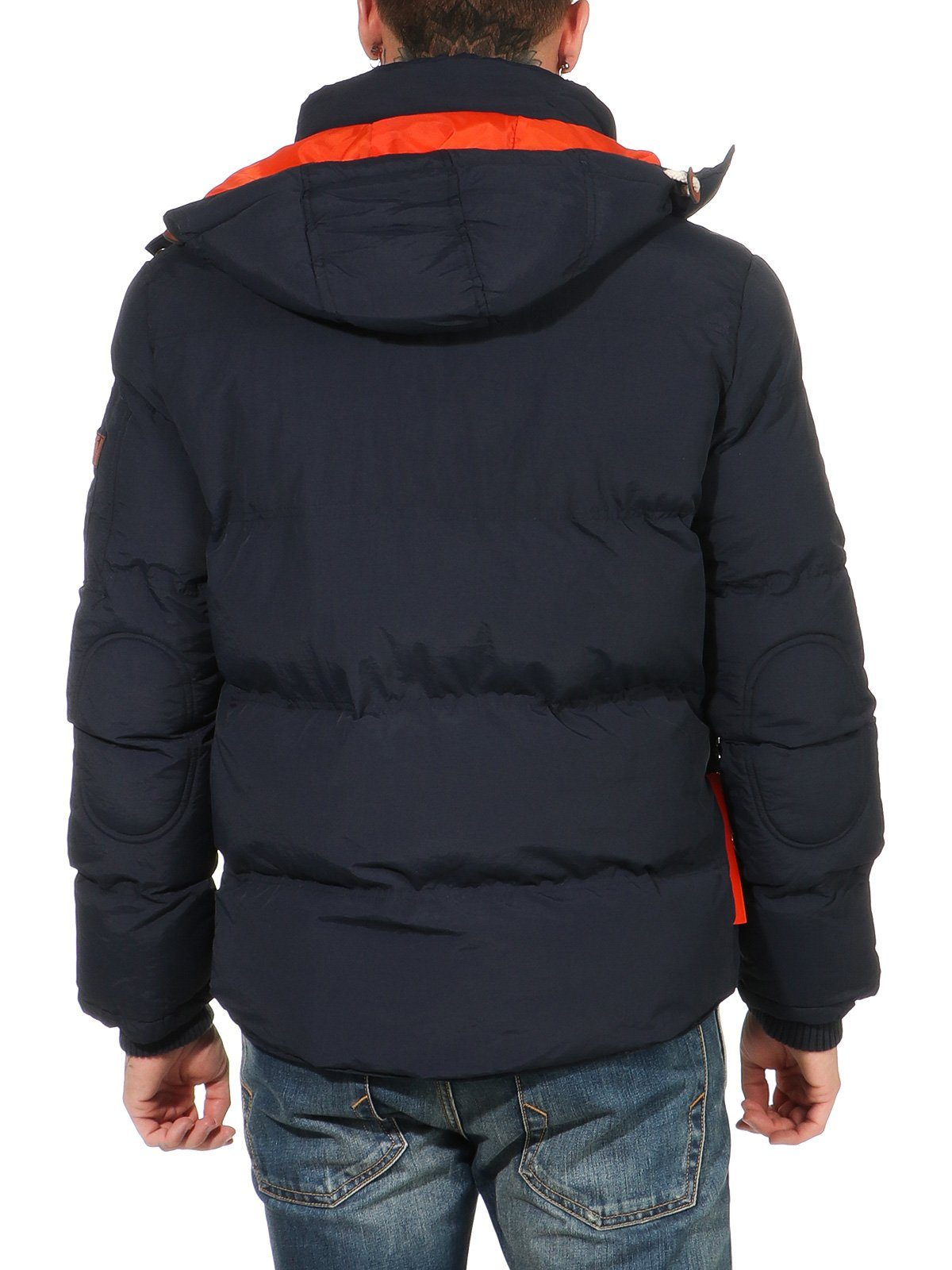 Geographical Norway Winterjacke Herren Steppjacke mit abnehmbarer Kapuze, mit Stehkragen, in Unifarben