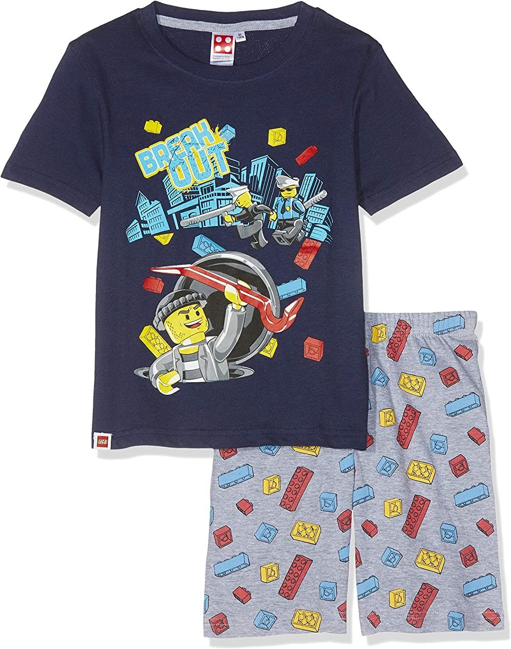 Shorty LEGO CITY SHORTY PYJAMA Jungen kurzer Schlafanzug hellblau, rot und Dunkelblau Gr.104 116 128 140
