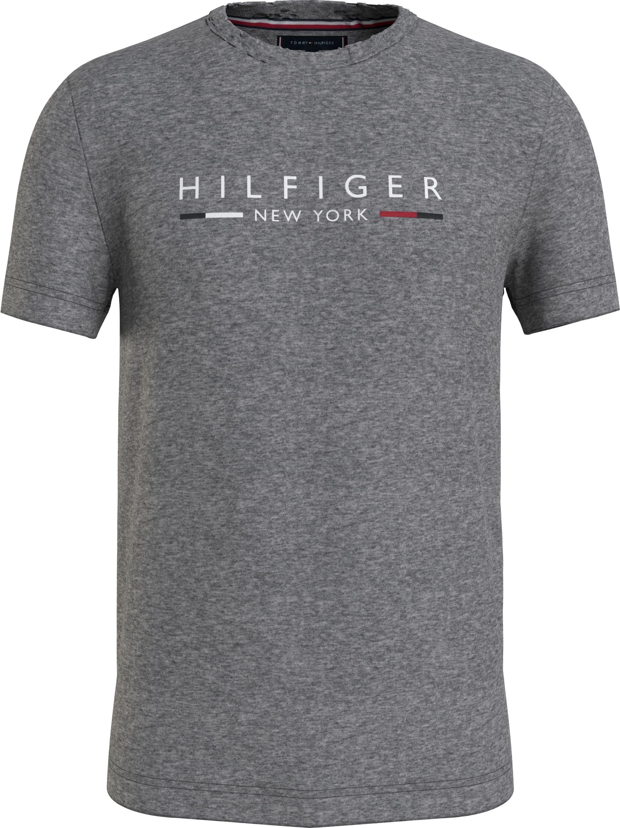 Tommy Hilfiger T-Shirt HILFIGER NEW YORK TEE mit Logoschriftzug auf der Brust grau