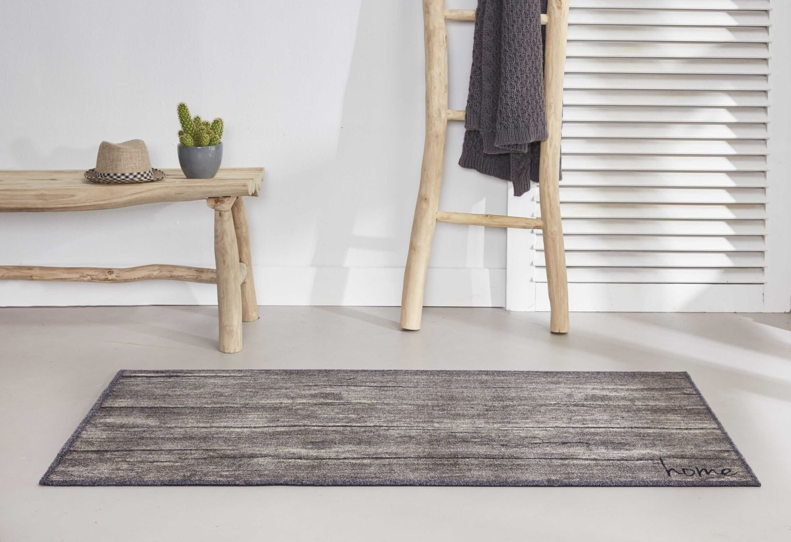 MD Entree Fußmatte Universal Teppichläufer Wohnzimmer Teppich, rechteckig, Höhe: 8 mm, bei 30° waschbar, anti-rutsch, 67 x 150 cm, Home Wood, braun