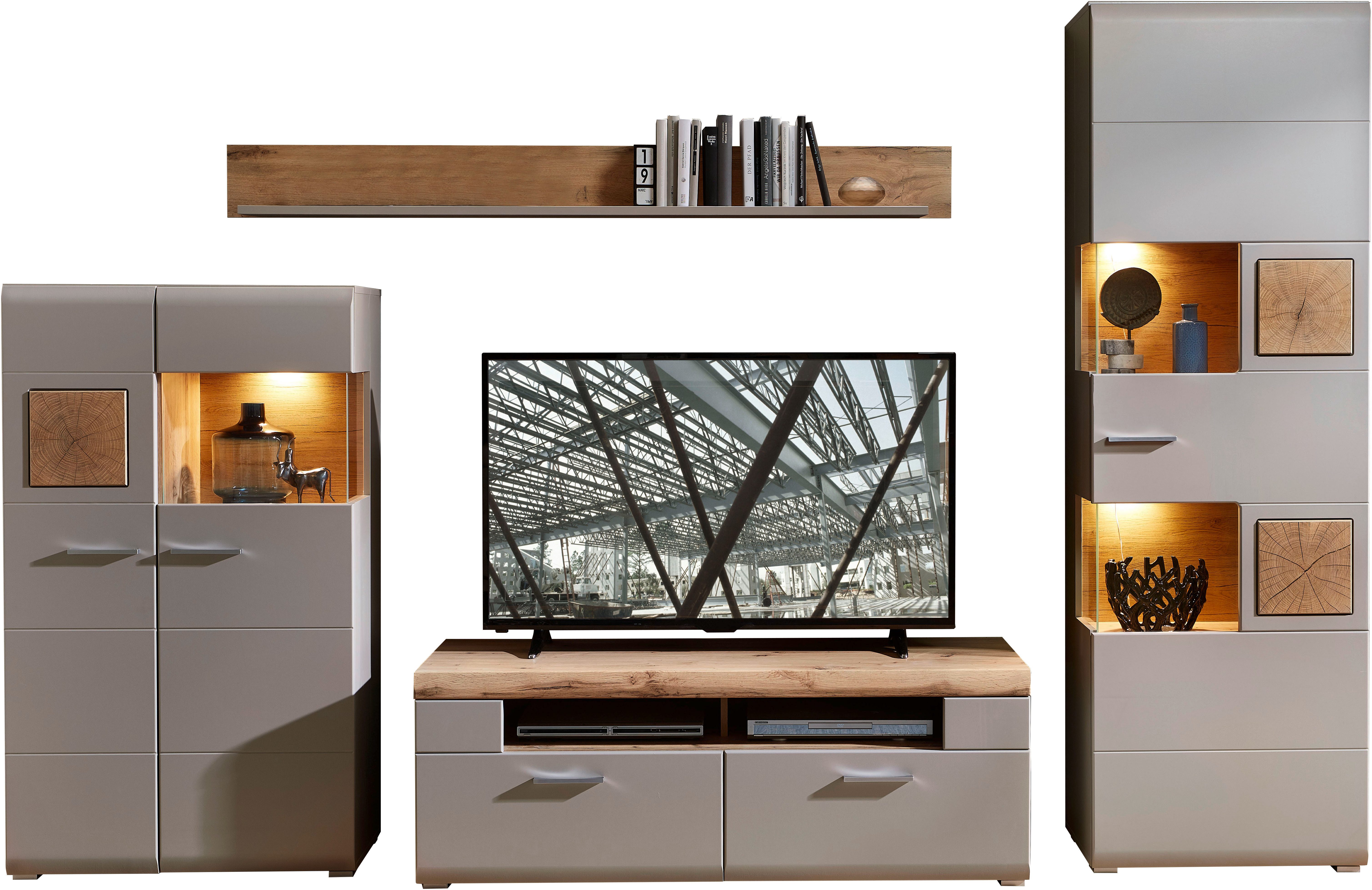 Innostyle Wohnwand FUN PLUS II, (4-St), inkl. LED-Beleuchtung