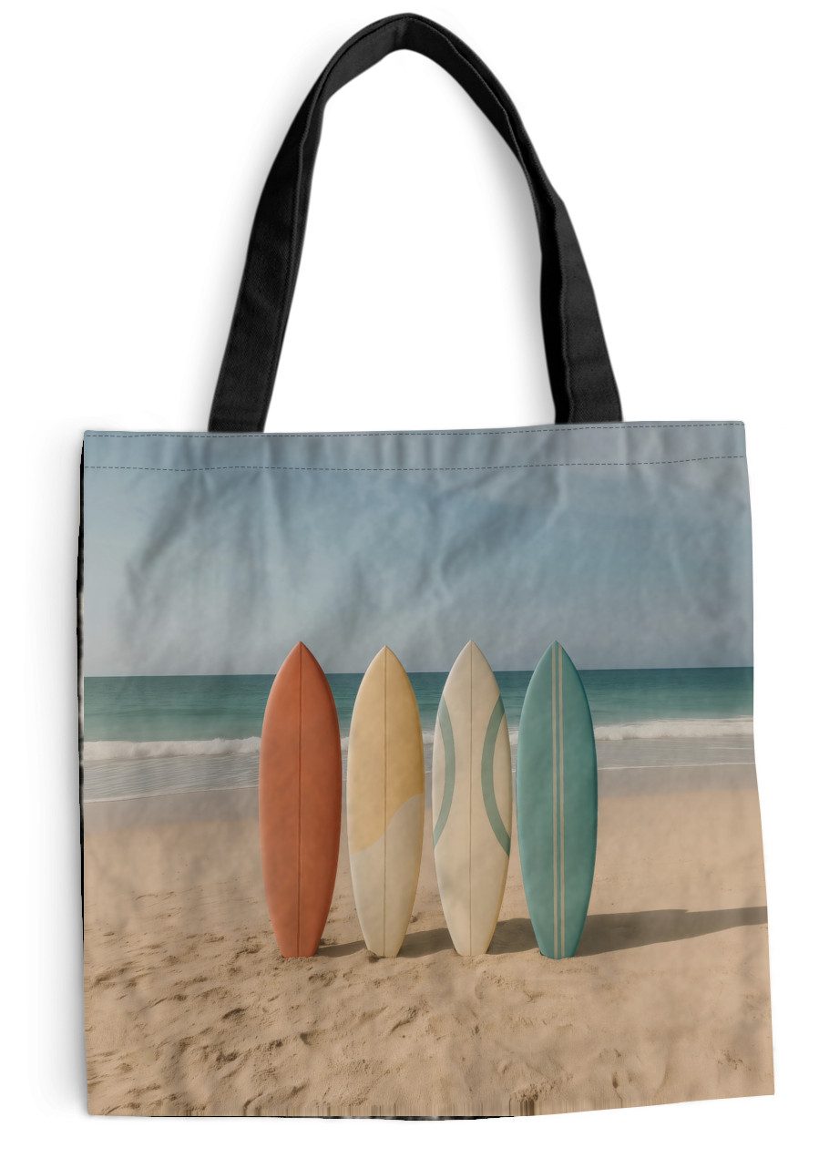 MuchoWow Shopper Strand - Surfbrett - Pastell, Handtasche, Damen und Herren, Schultertasche, Umhängetasche, Tote Bag