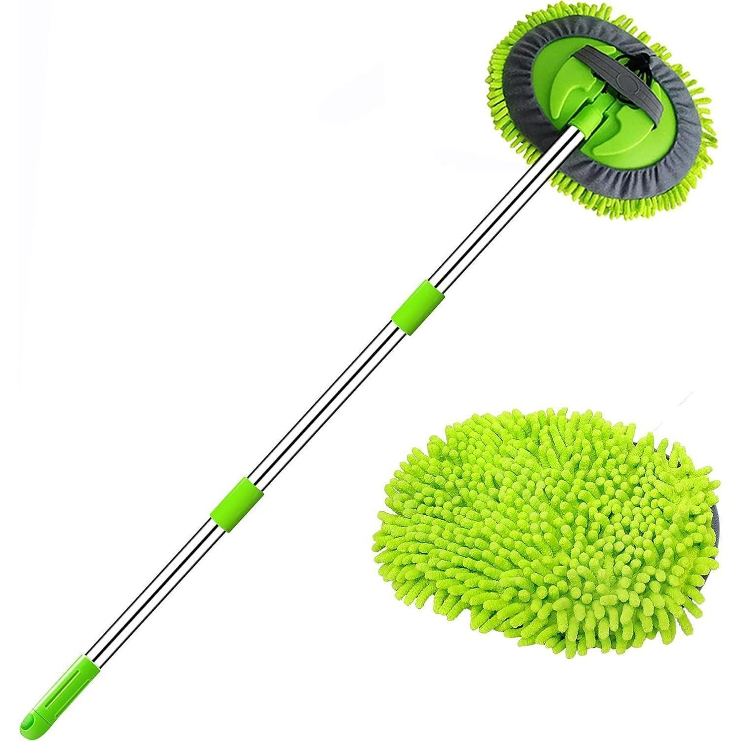 LuxusKollektion Autowaschbürste Auto Waschbürste Teleskopstiel 120cm Mikrofaser 2-in-1 Autowaschbürste
