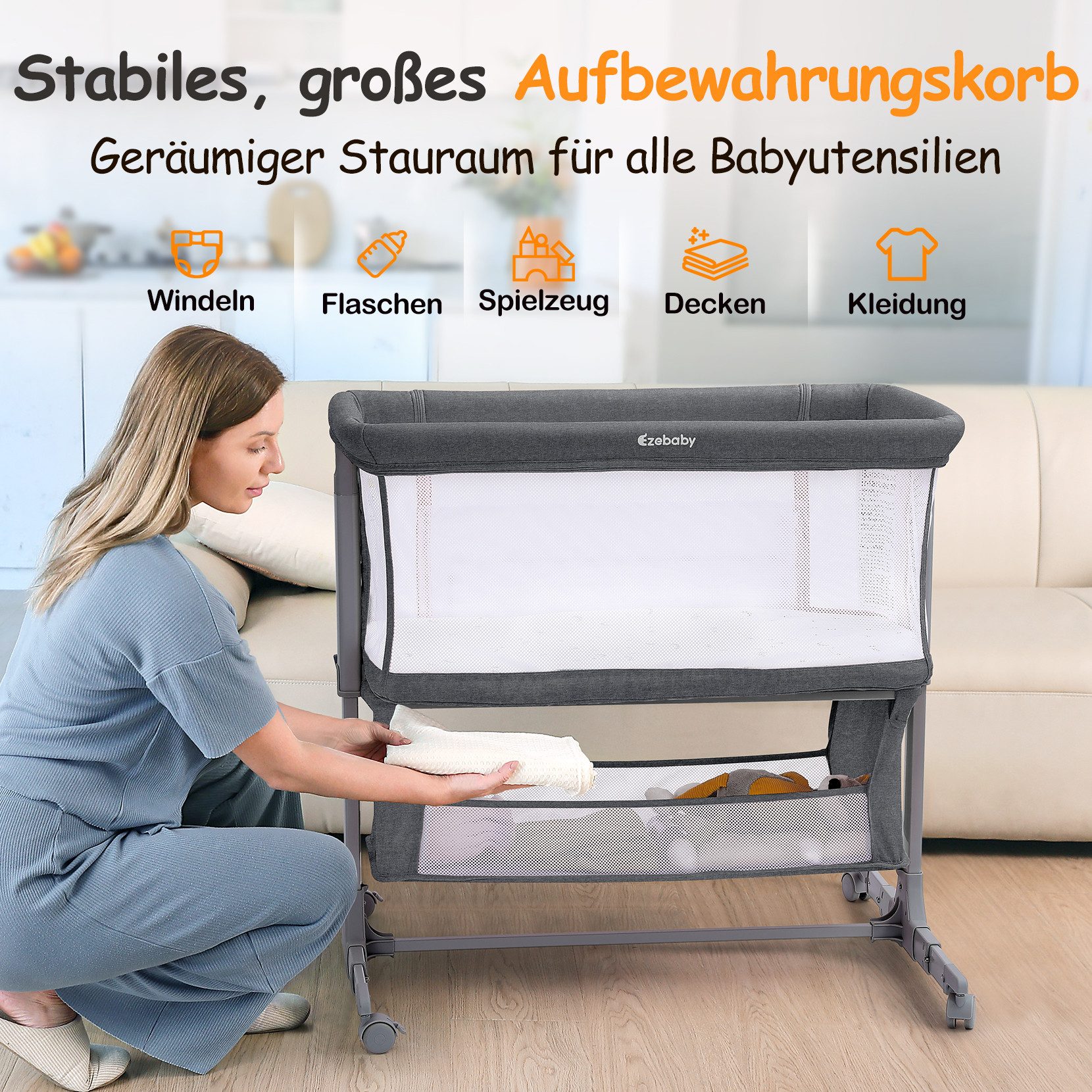 Ezebaby Beistellbett Baby Bettseitiger Bassinet für günstig online kaufen