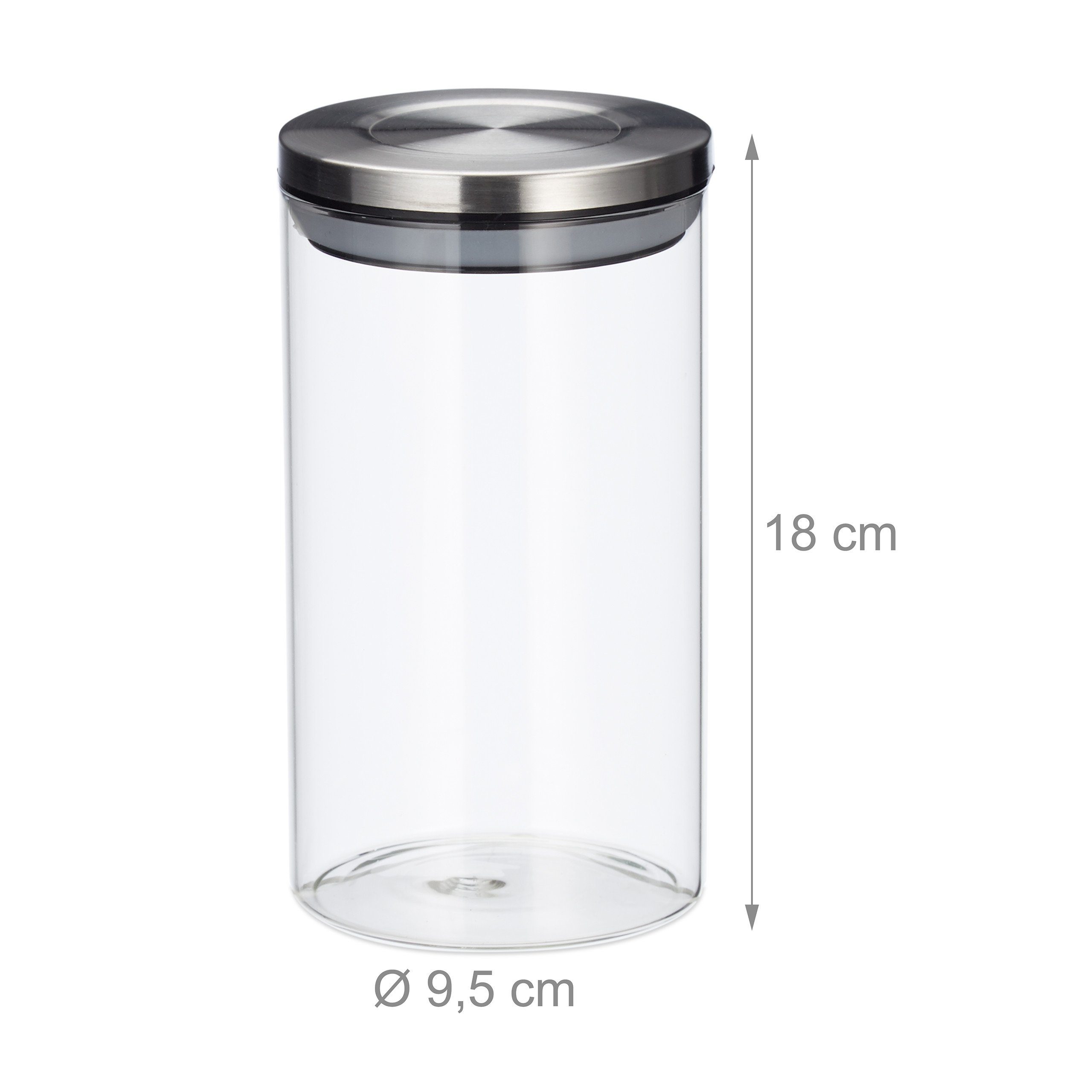 1 Liter, Glas 3er je relaxdays Vorratsglas Vorratsglas Set