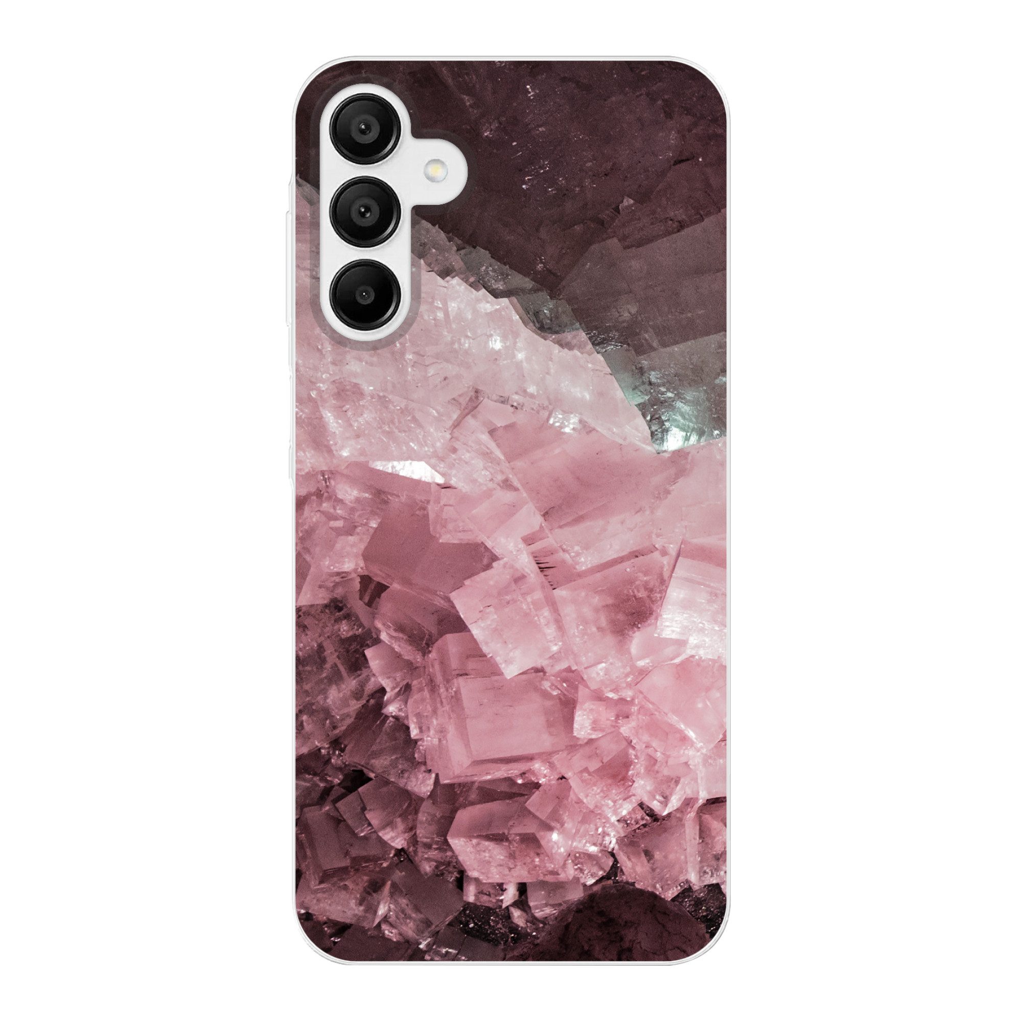 MuchoWow Handyhülle für Samsung Galaxy A15 Naturstein - Rosa - Kristall, Smartphone-Bumper, Print, Handy Schutzhülle Dünn