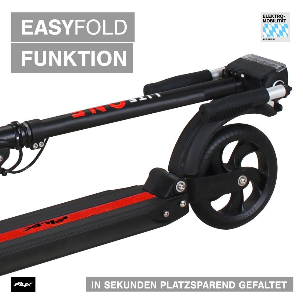 Schwarz/Rot Akku W, ABE, - klappbar, tlg), km/h, 30,00 One eFlux 500,00 30 Roller Reichweite bis Tempomat Scooter Elektro E-Scooter (1 - - kein Lite km Lithium-Ionen