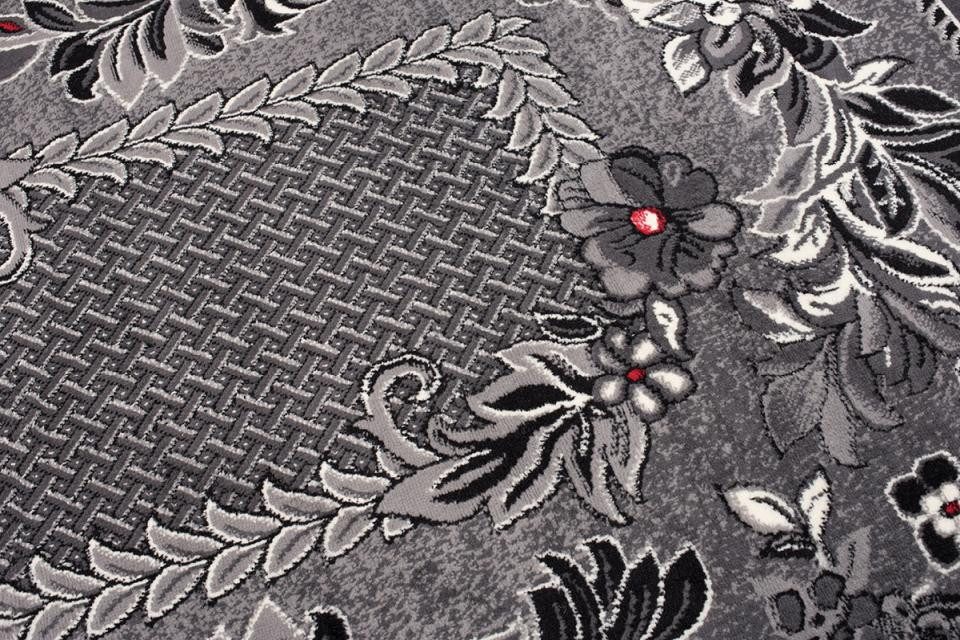 Mazovia Designteppich Retro Pflanzlich Anthrazit Grau Wohnzimmer, Schlafzimmer, Esszimmer, Fußbodenheizung – Bild 3 von 5