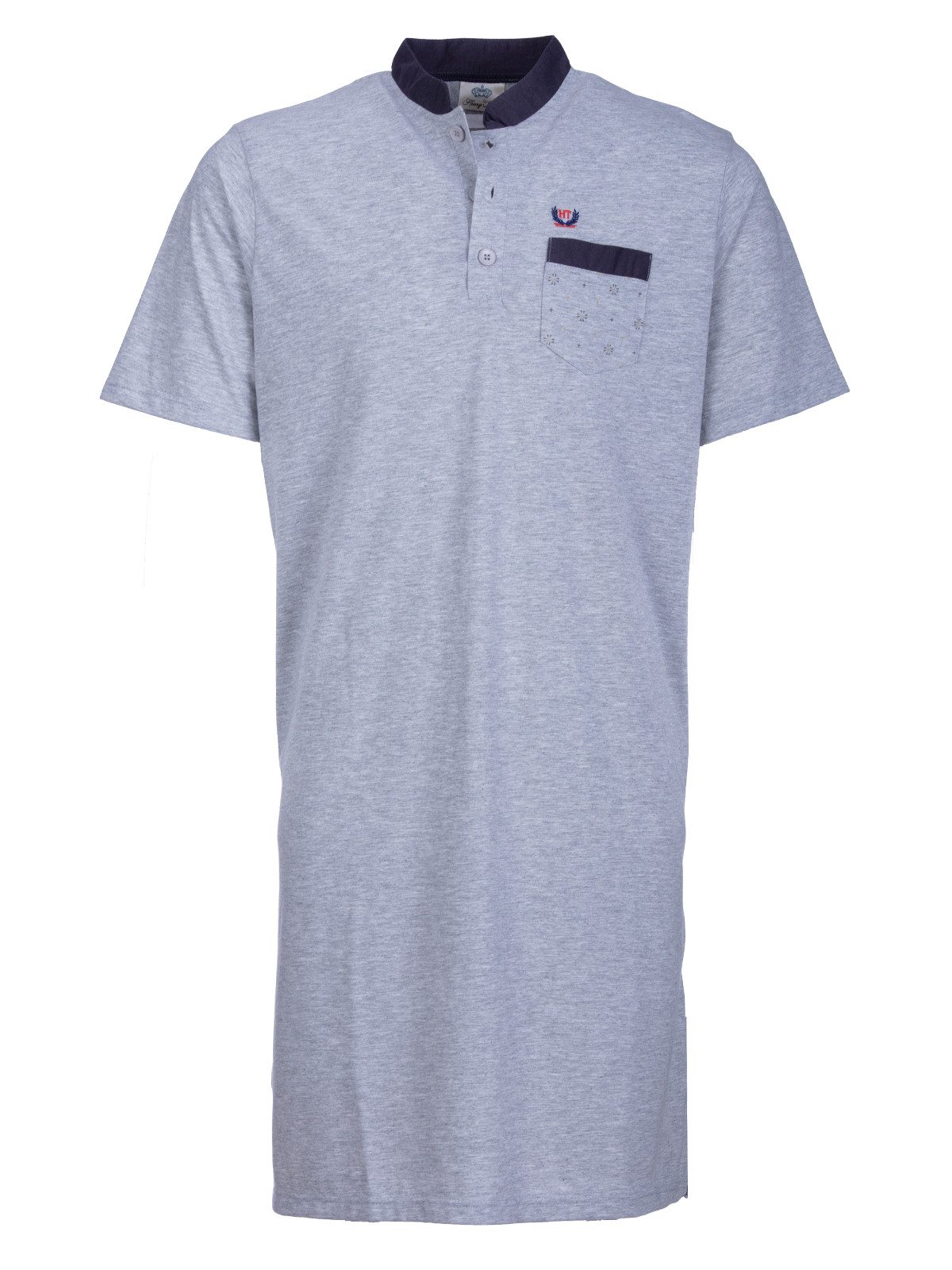 Henry Terre Nachthemd Nachthemd Kurzarm - Louis Stehkragen Uni