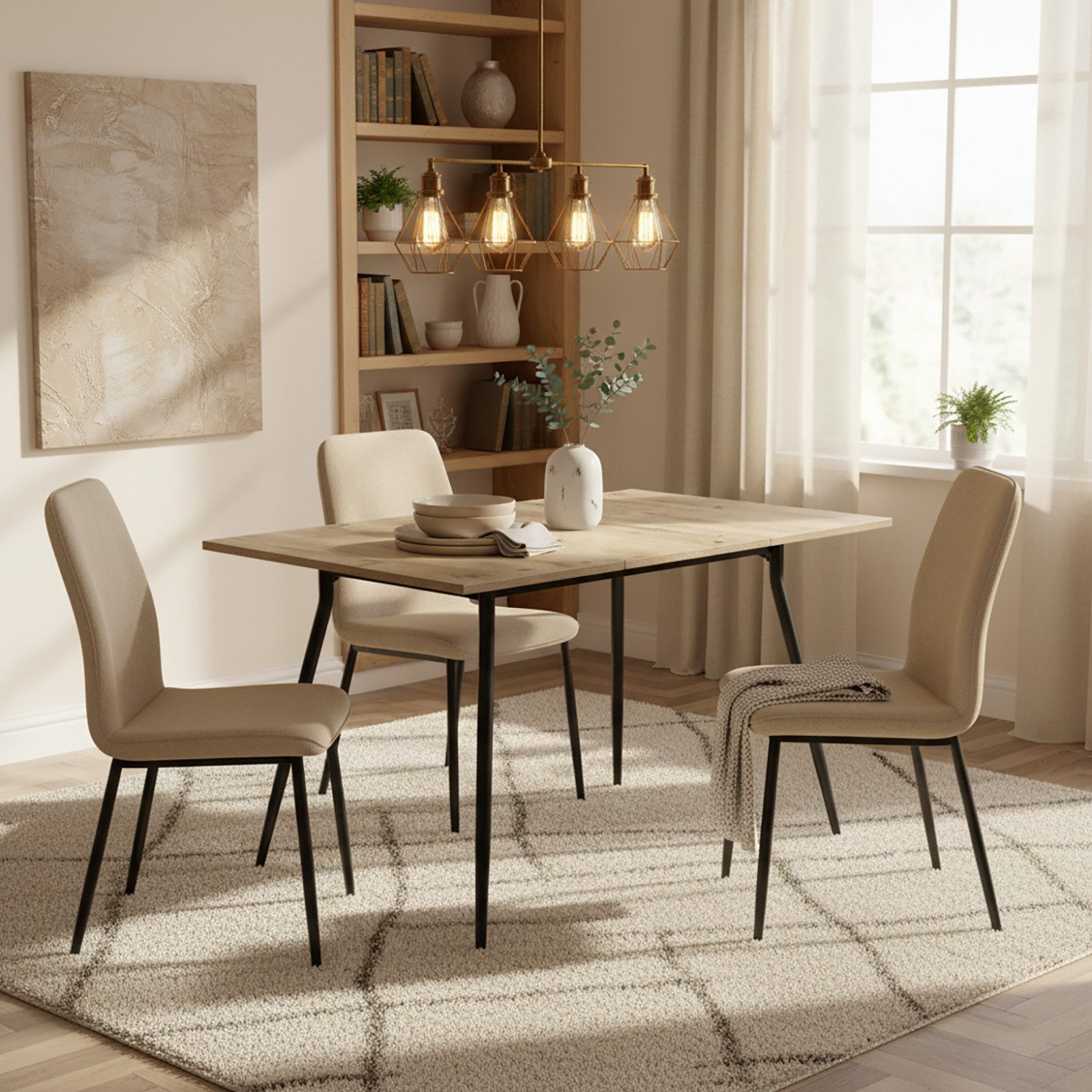 B&D home Esstisch LIO, Metallgestell schwarz oder weiß, ausziehbar, 4-6 Per günstig online kaufen