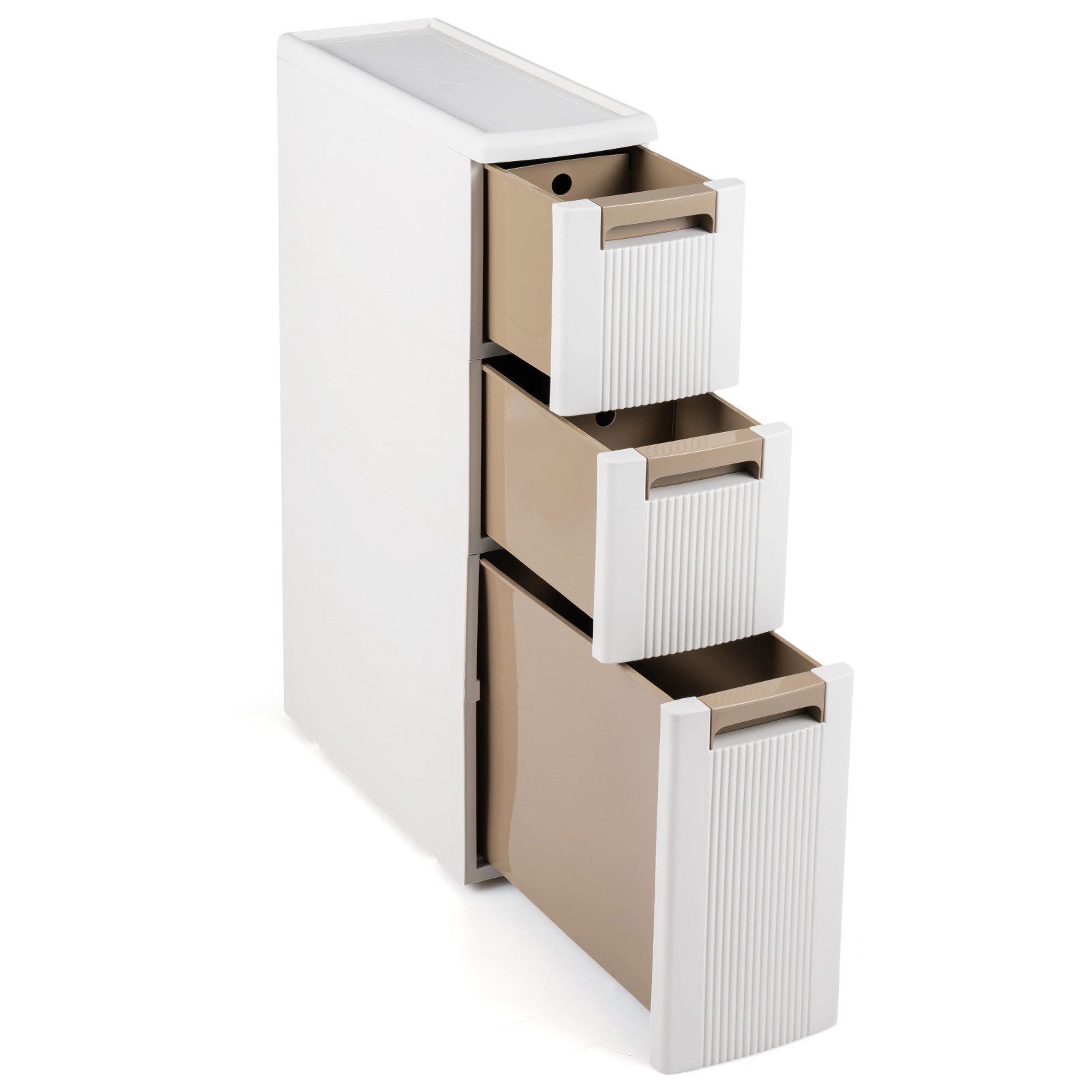 KOMFOTTEU Kommode Nischenschrank Nischenwagen, mit 3/4 Schubladen, Beige