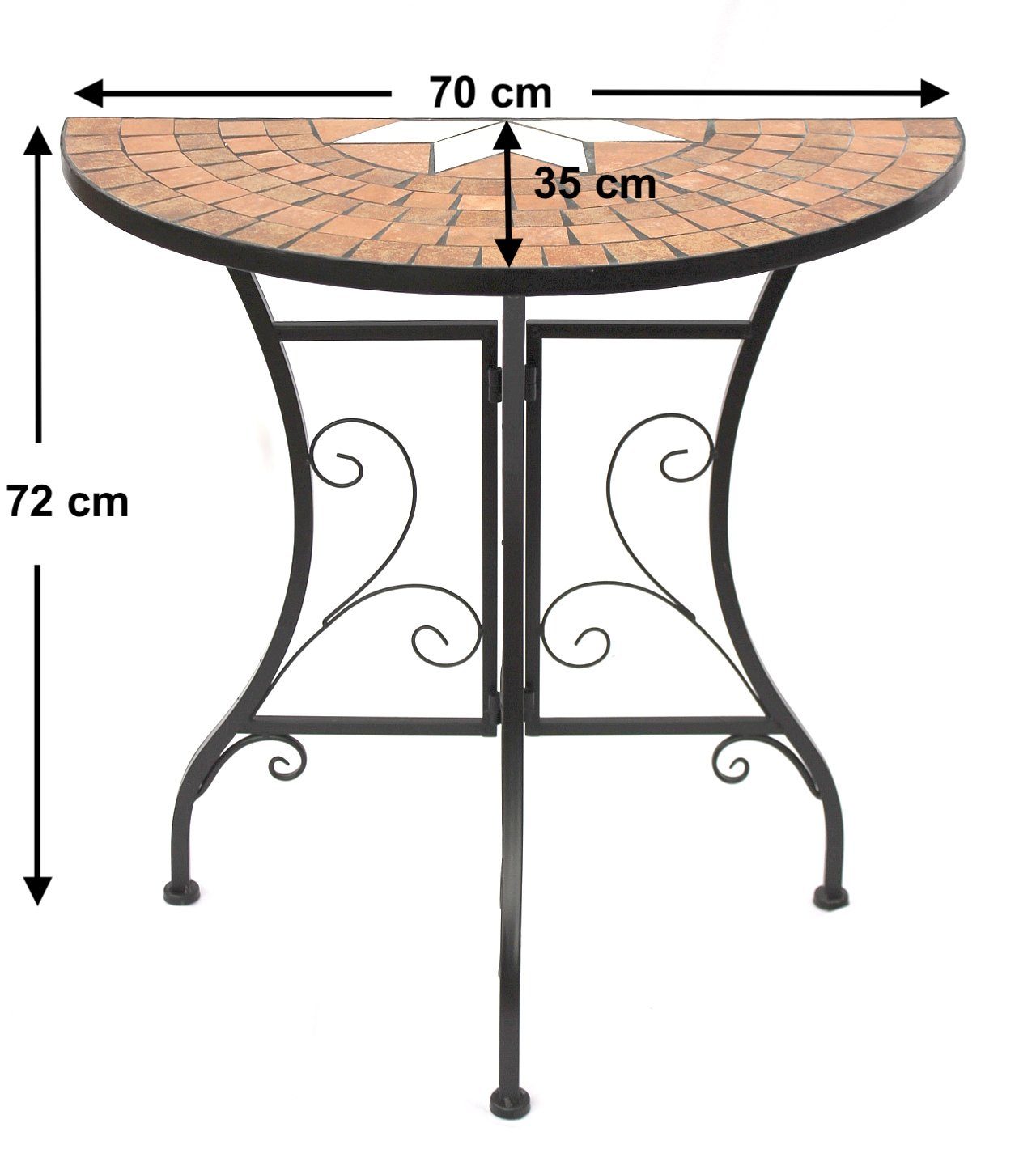 Wandtisch Halbrund Konsolentisch Tisch Metall Konsolentisch Beistelltisch DanDiBo Mosaik