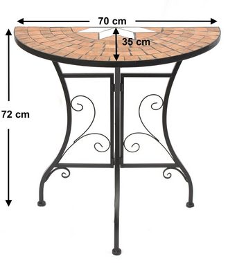 DanDiBo Konsolentisch Tisch Halbrund Konsolentisch Wandtisch Beistelltisch Metall Mosaik