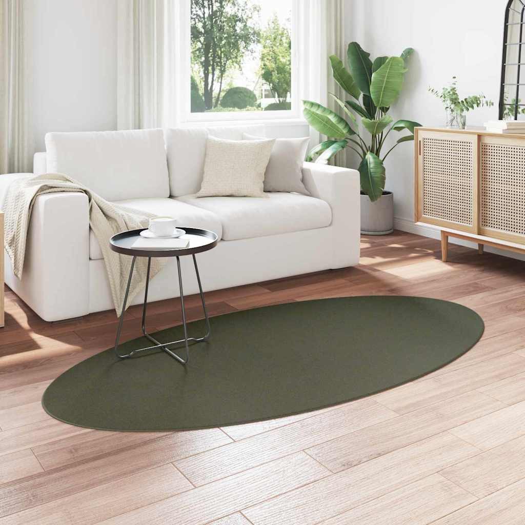 vidaXL Teppich Bereichsteppiche HUARTE Waldgrün 100 x 200 cm 100 %Polyester, Oval