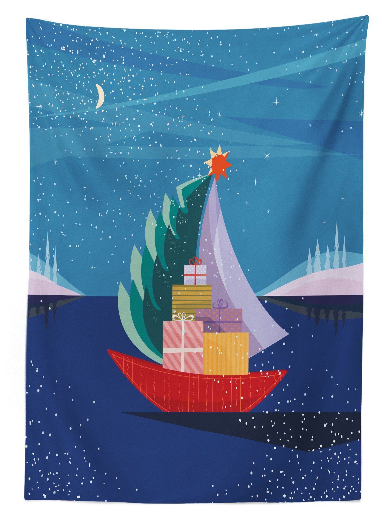 Abakuhaus Tischdecke Grafik Außen Und Geschenke Weihnachten Farben, Farbfest Klare Boot geeignet Für den Waschbar Bereich