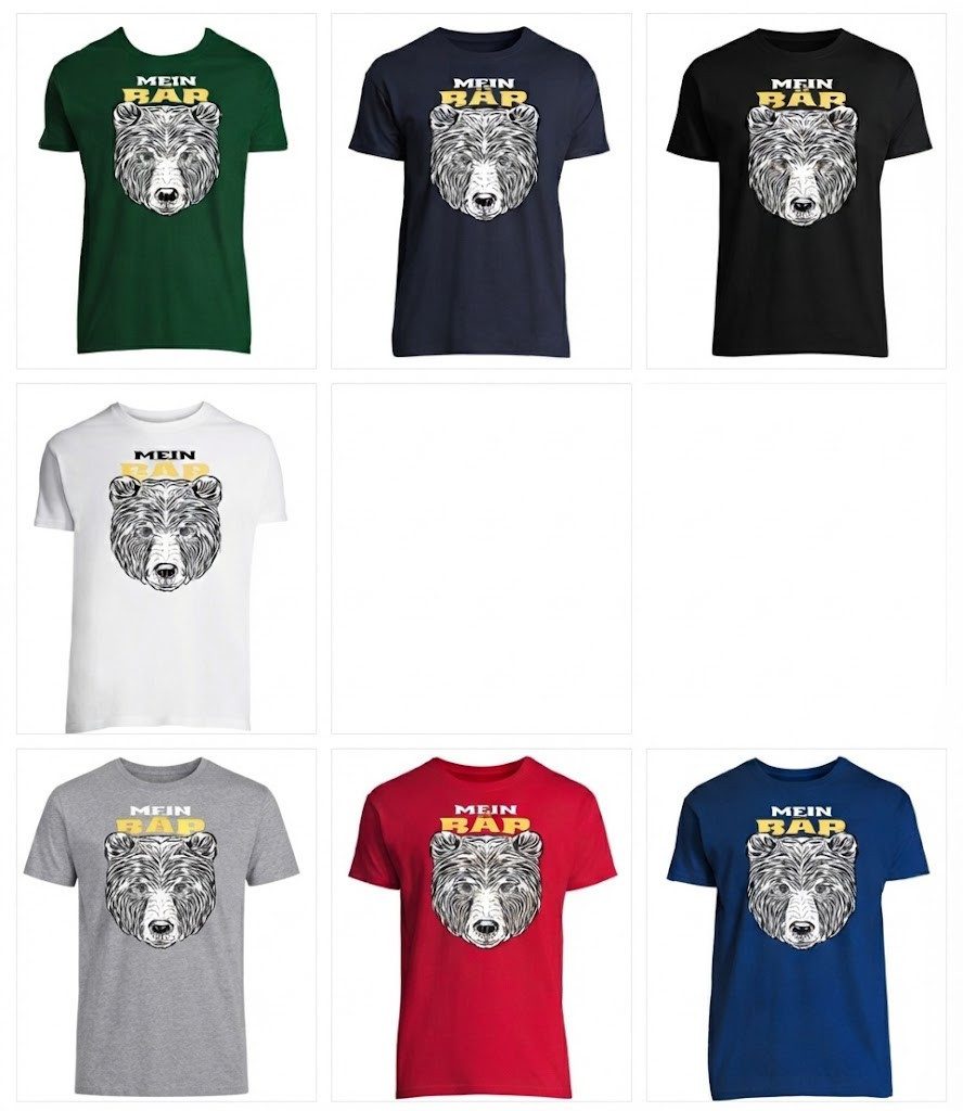 Blondie & Brownie T-Shirt Mein Bär Herren T-Shirt Bärenkopf Print Natur Outdoor Geschenk (Einzelstück, Einzelartikel) MeinBär Herren Tee Naturmotiv Bärenkopf