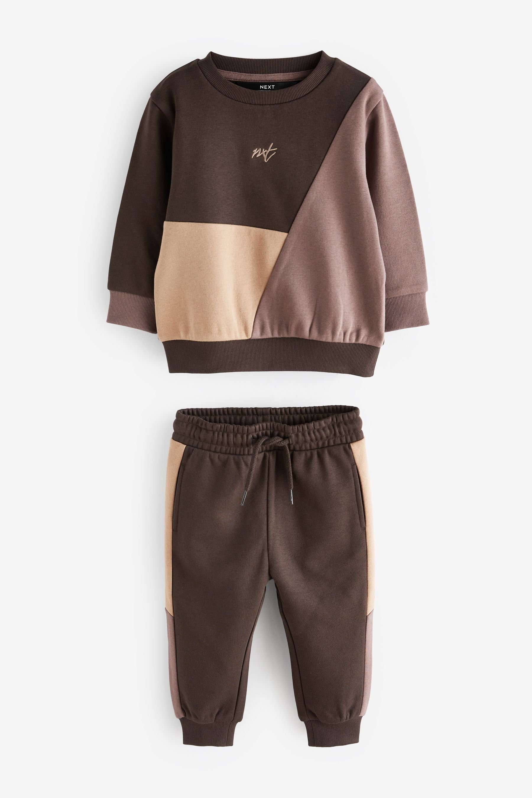 Next Sweatanzug Trainingsanzug mit Farbblockdesign (2-tlg) Chocolate Brown