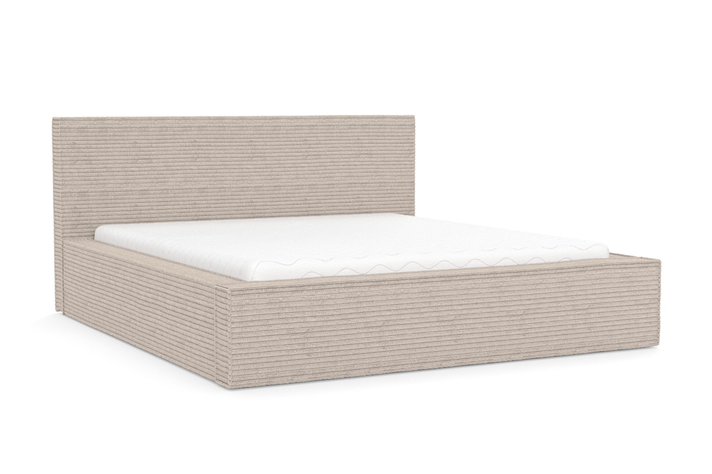 Deine Möbel 24 Polsterbett CORDI massives Bett mit großem Bettkasten aus modernem CORD-Stoff (Set, 1-tlg., Farben: Creme, Beige, Hellgrau, Anthrazit, Schwarz), 140x200 160x200 180x200 200x200