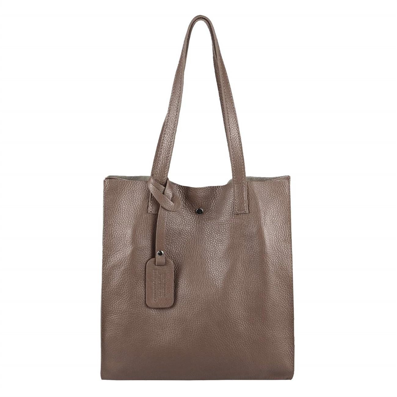 ITALYSHOP24 Schultertasche Made in Italy Damen Leder Handtasche HOBO BAG Shopper Umhängetasche A4, Set mit Schmucktasche, abnehmbares Leder Anhänger, geräumig & leicht