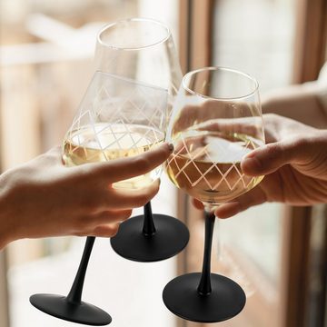 MiaMio Weißweinglas 4 x 380 ml Weißweingläser Set inkl. Weinstopper & Luftsprudler