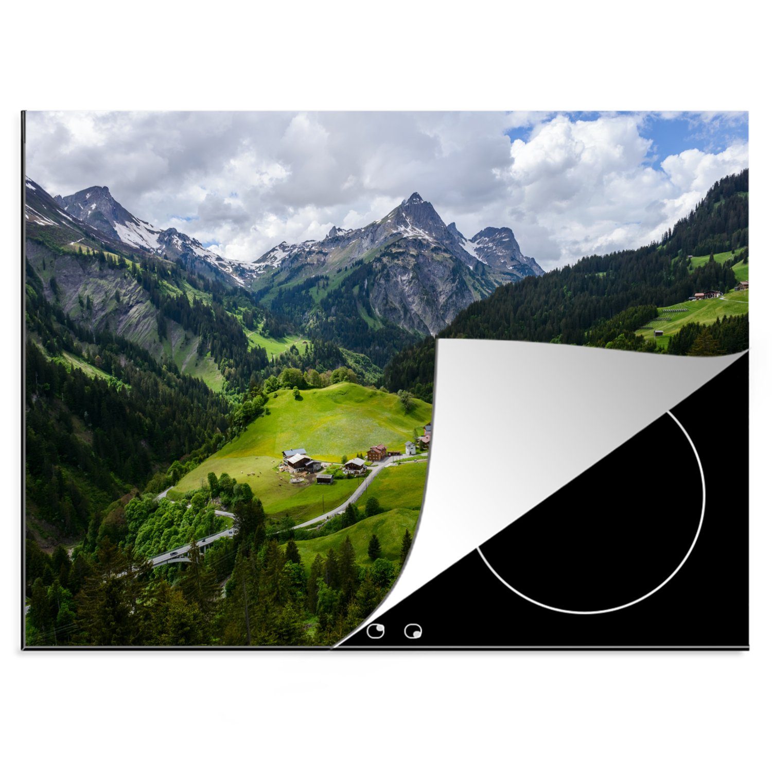 MuchoWow Herdblende-/Abdeckplatte Berge in nutzbar, (1 Arbeitsfläche Mobile cm, 70x52 Vinyl, Ceranfeldabdeckung tlg), Österreich