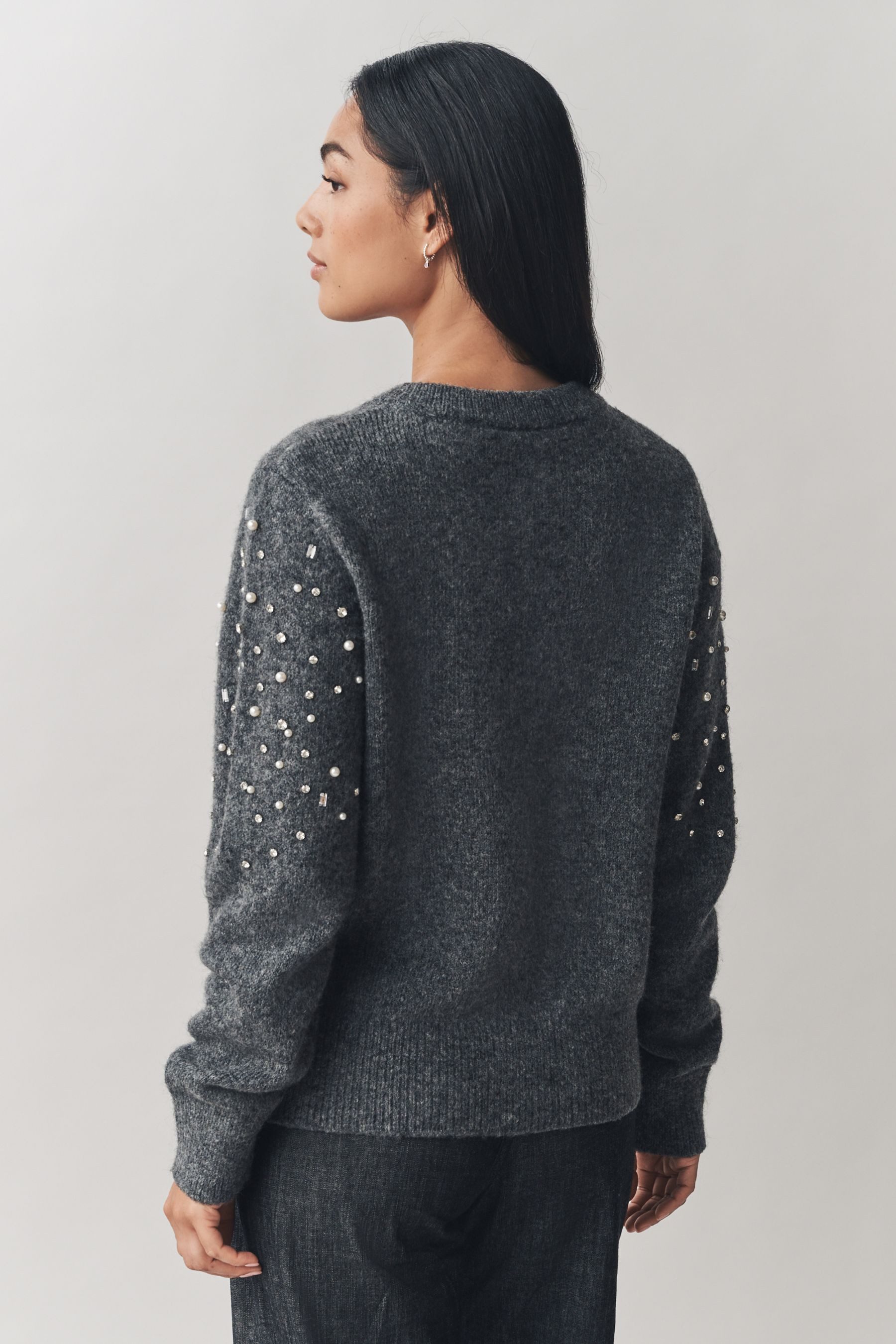 LAURA ASHLEY Strickjacke Laura Ashley Strickjacke mit Glitzer, Zierperlen (1-tlg)