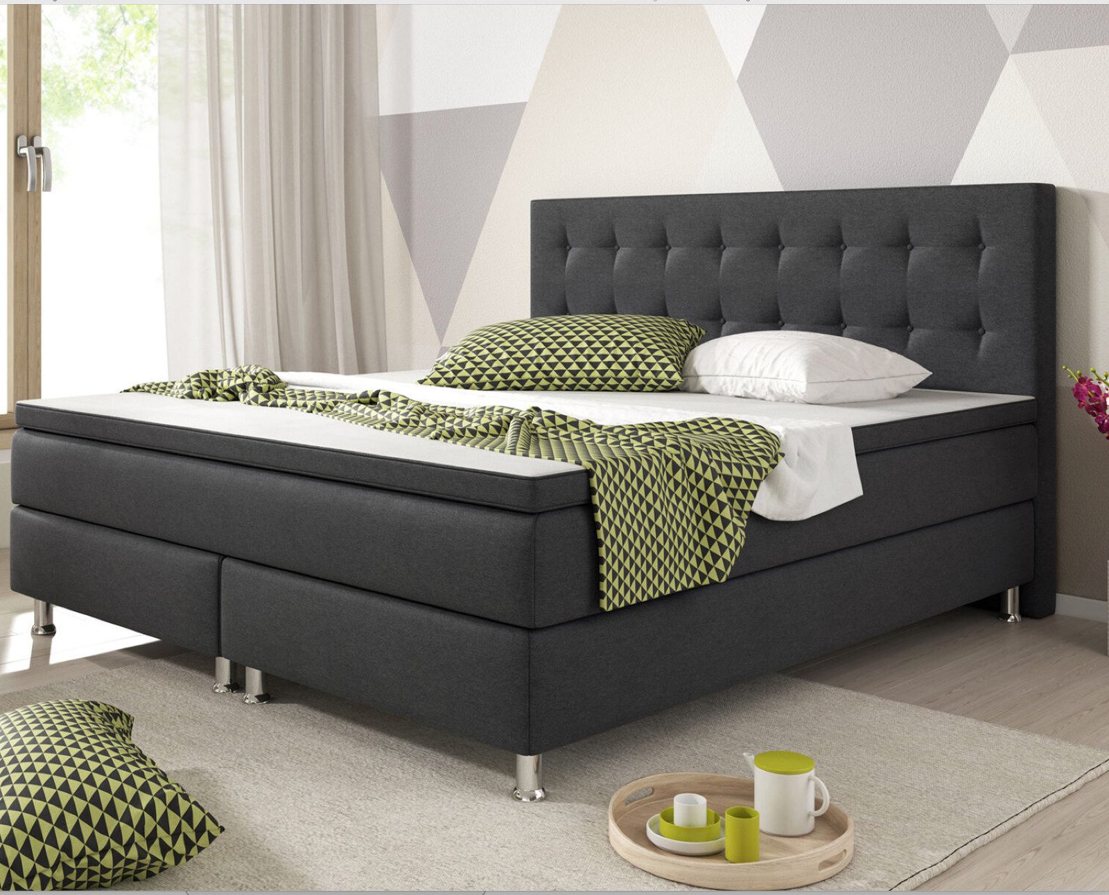 Homeline Boxspringbett 180x200 Boxspringbett mit Matratze günstig online kaufen