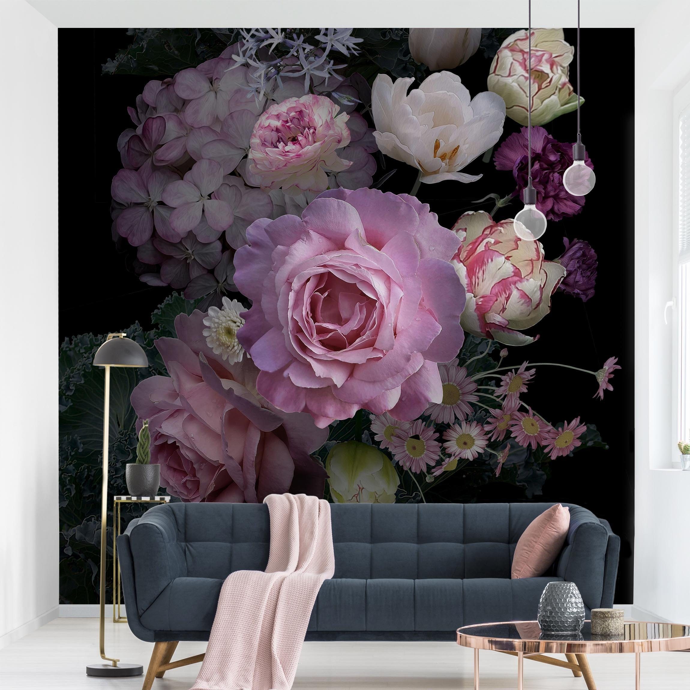 Bilderdepot24 Fototapete Rosen Bouquet Blumen Natur Pflanzen Wanddeko  Landhausstil Modern, Glatt, Matt, (Vliestapete inkl. Kleister oder  selbstklebend), Wohnzimmer Schlafzimmer Küche Flur Motivtapete Vliestapete  Wandtapete