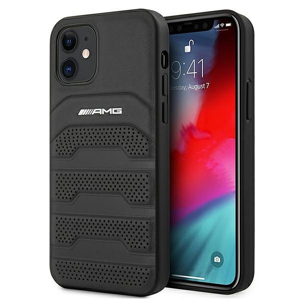 Mercedes Smartphone-Hülle Handyhülle Schutzhülle Handyschale 5,4", Echtleder, AMG-Logo, erhöhter Displayrand