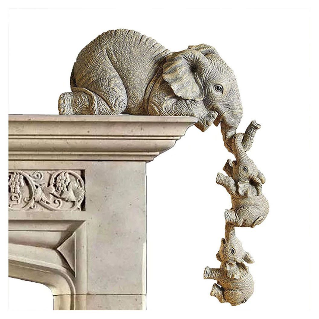 feinlux Tierfigur Tierfigur Elefant Statue skulptur Deko Set (Set, Handbemalte Sammelfiguren), für Home Office, Figur Harz Handwerk Ornamente(3 Stücke)