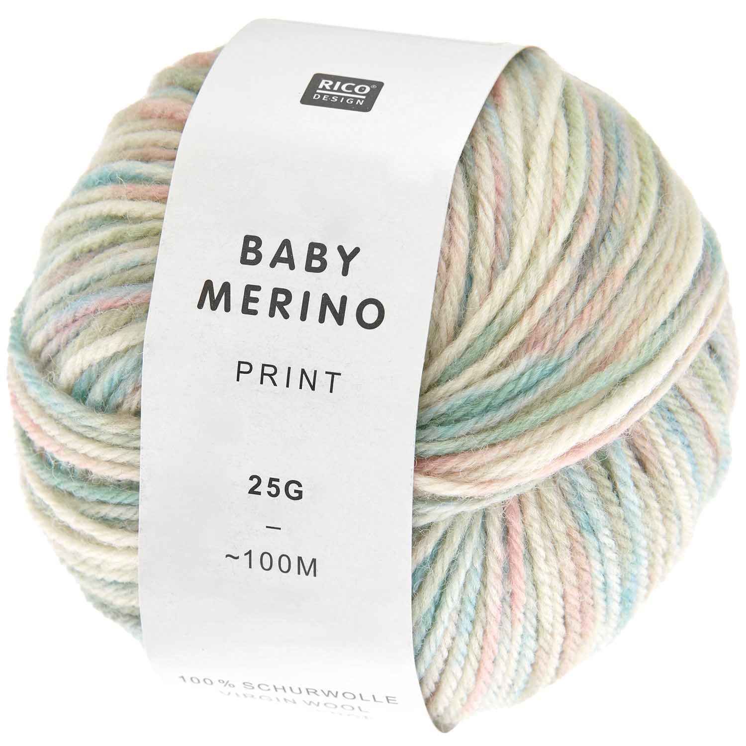 Rico Design Baby Merino Print Häkelwolle, 100m