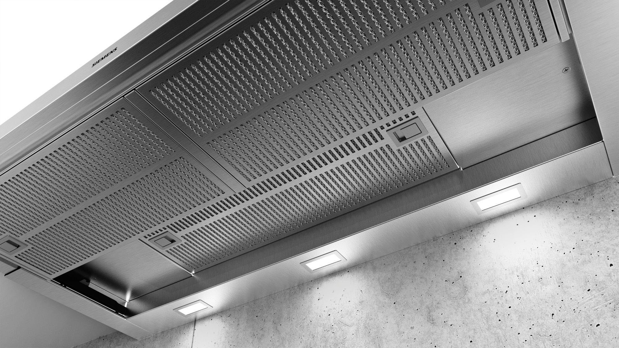 SIEMENS Flachschirmhaube LI97RA561 LI97RA561, Leiser iQdrive-Motor für mehr Ruhe & helles LED-Licht beim Kochen