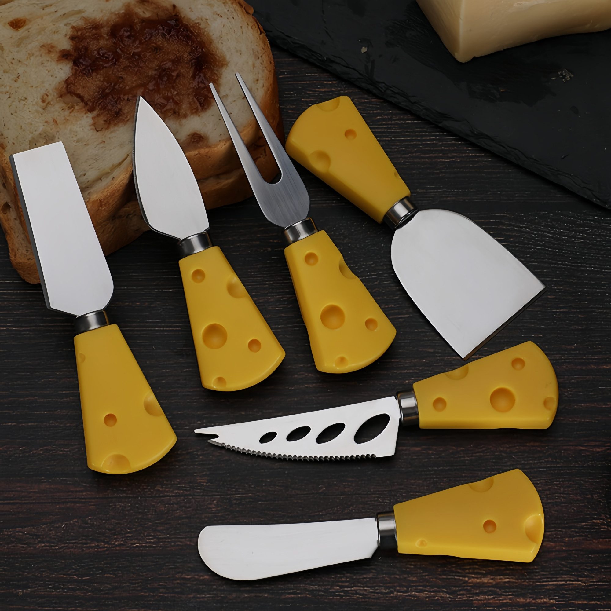 FOUORTUNATE-BEE Käsemesser 4er Set Käsewerkzeug aus Edelstahl mit Käsegriff, Käsemesser Set für Butter, Käse und Desserts