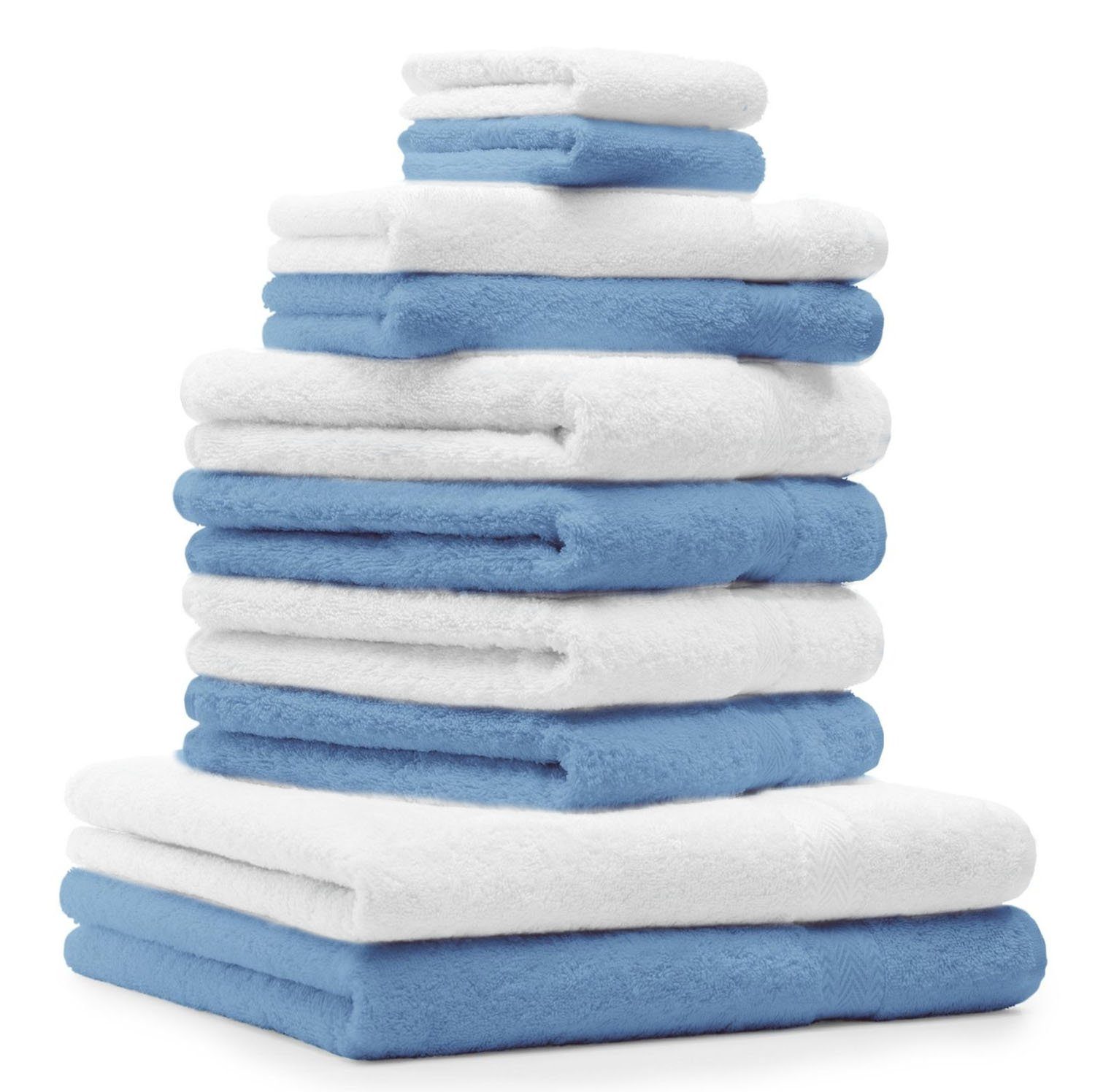 Betz Handtuch Set 10-TLG. Handtuch-Set Premium Farbe Hellblau & Weiß, Baumwolle, (10-tlg)