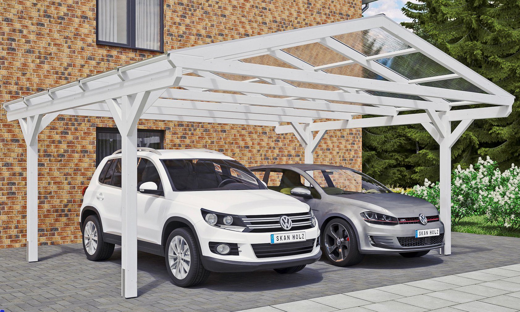 Skanholz Doppelcarport Westerwald, BxT: 570x541 cm, 220 cm Einfahrtshöhe