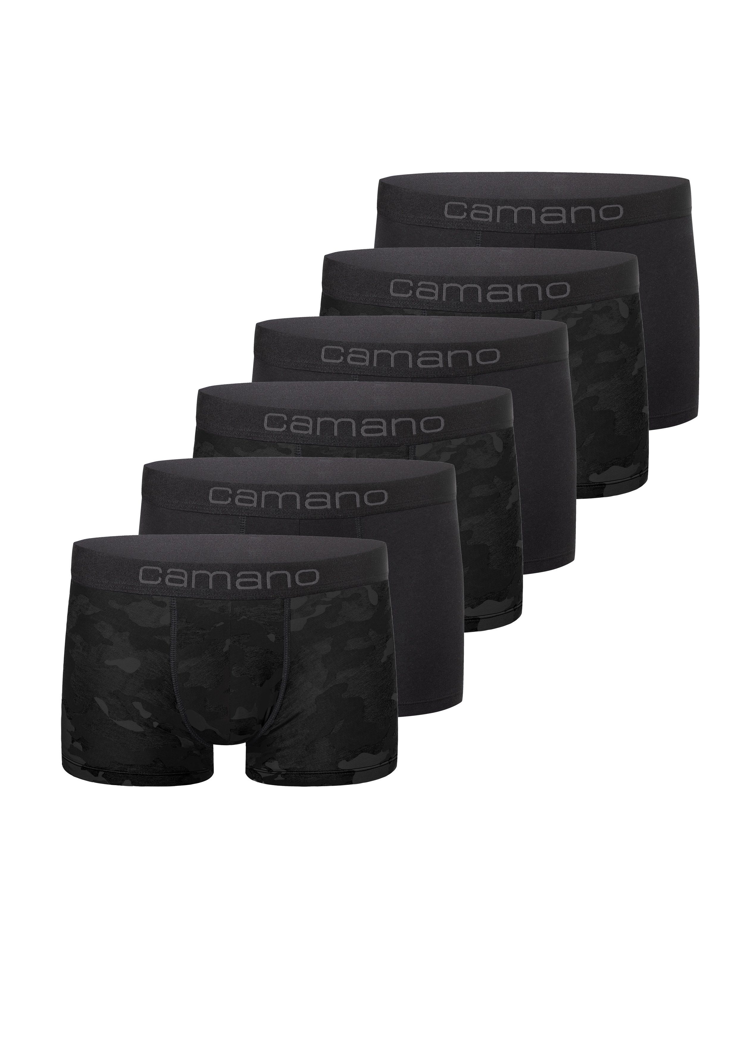 im (6-St) Comfort Camano praktischen mit nachhaltigerer (BCI) Boxershorts schwarz Baumwolle 6er-Pack