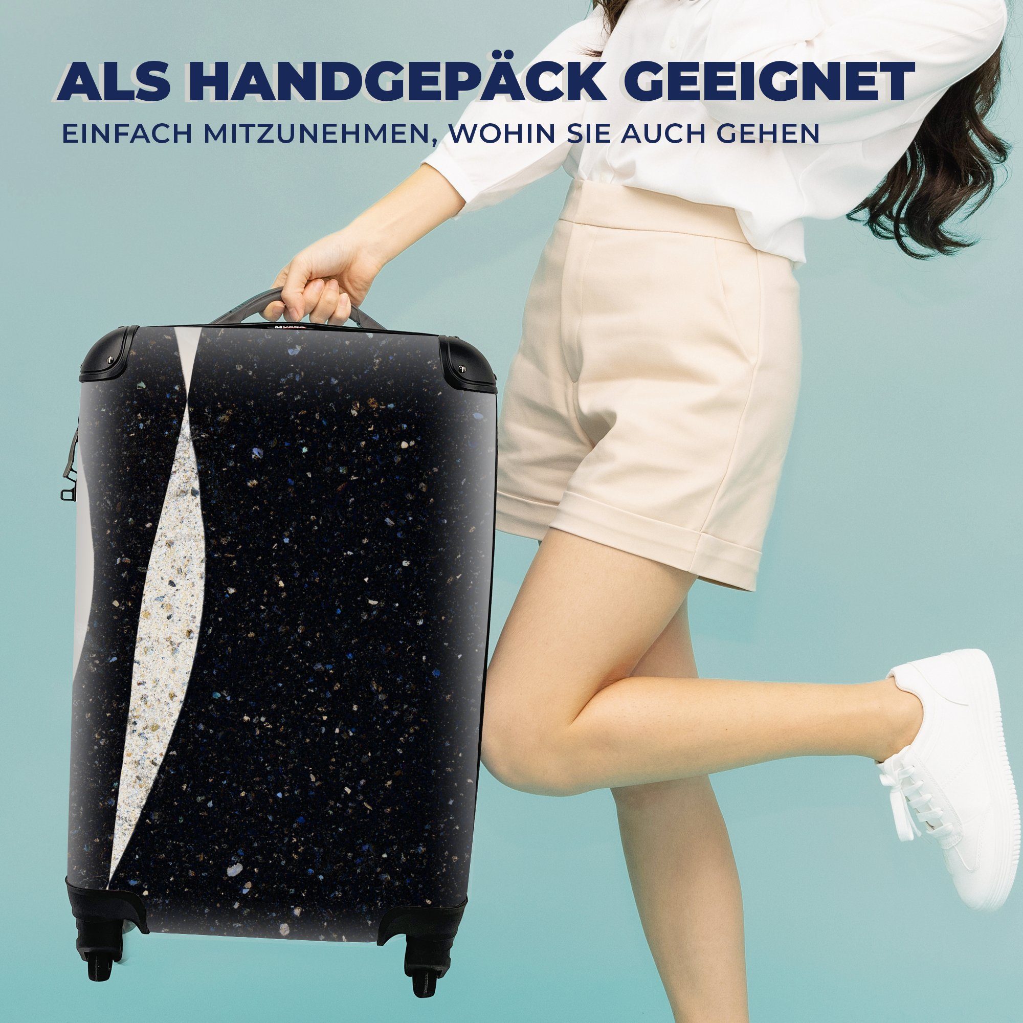 Design, Minimalismus Reisetasche - für rollen, MuchoWow Handgepäck Handgepäckkoffer 4 - Reisekoffer mit Ferien, Rollen, Abstrakt Trolley,