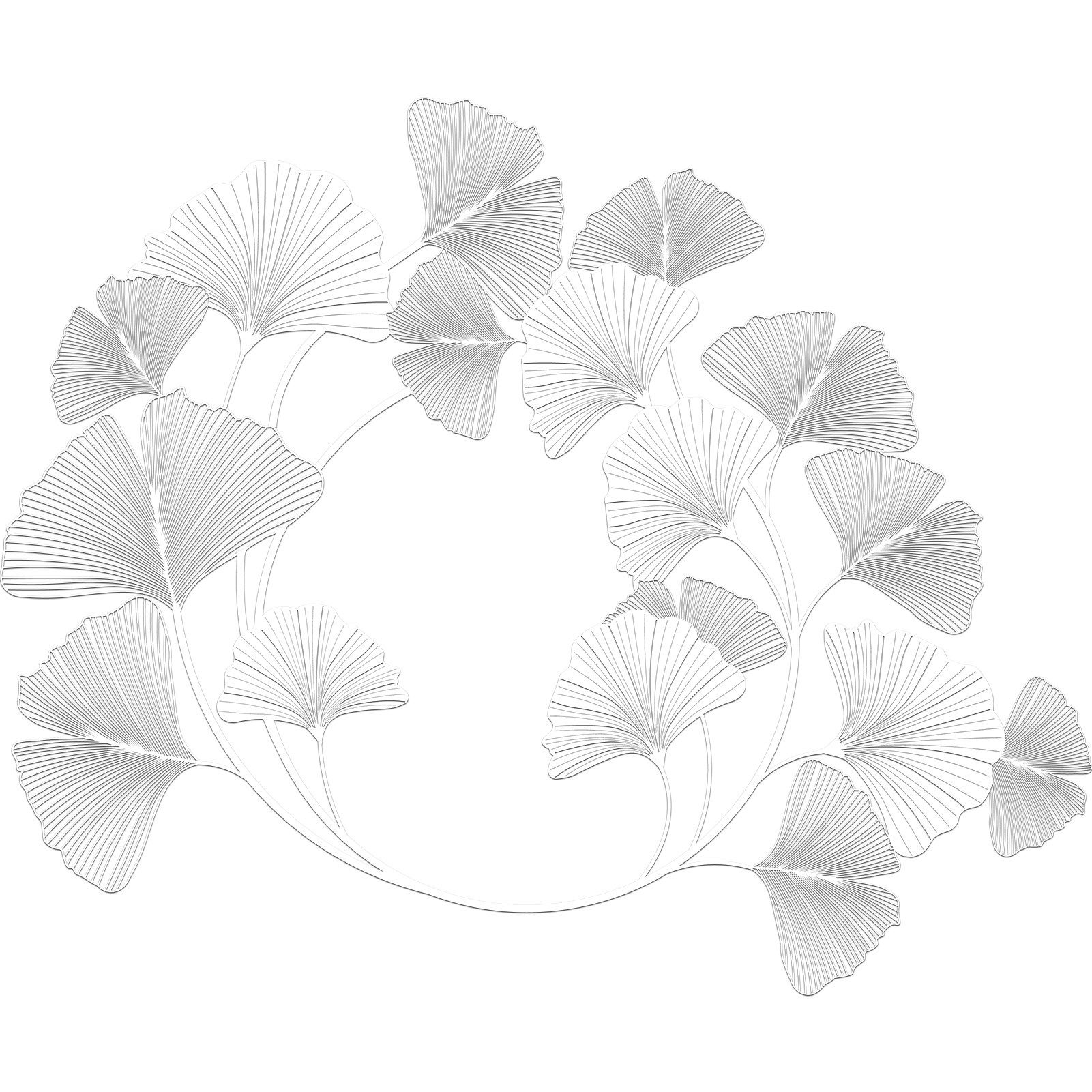 Wanddekoobjekt Dreidimensionaler Ginkgo biloba Metall Wandschmuck, Pflanzen, Metall