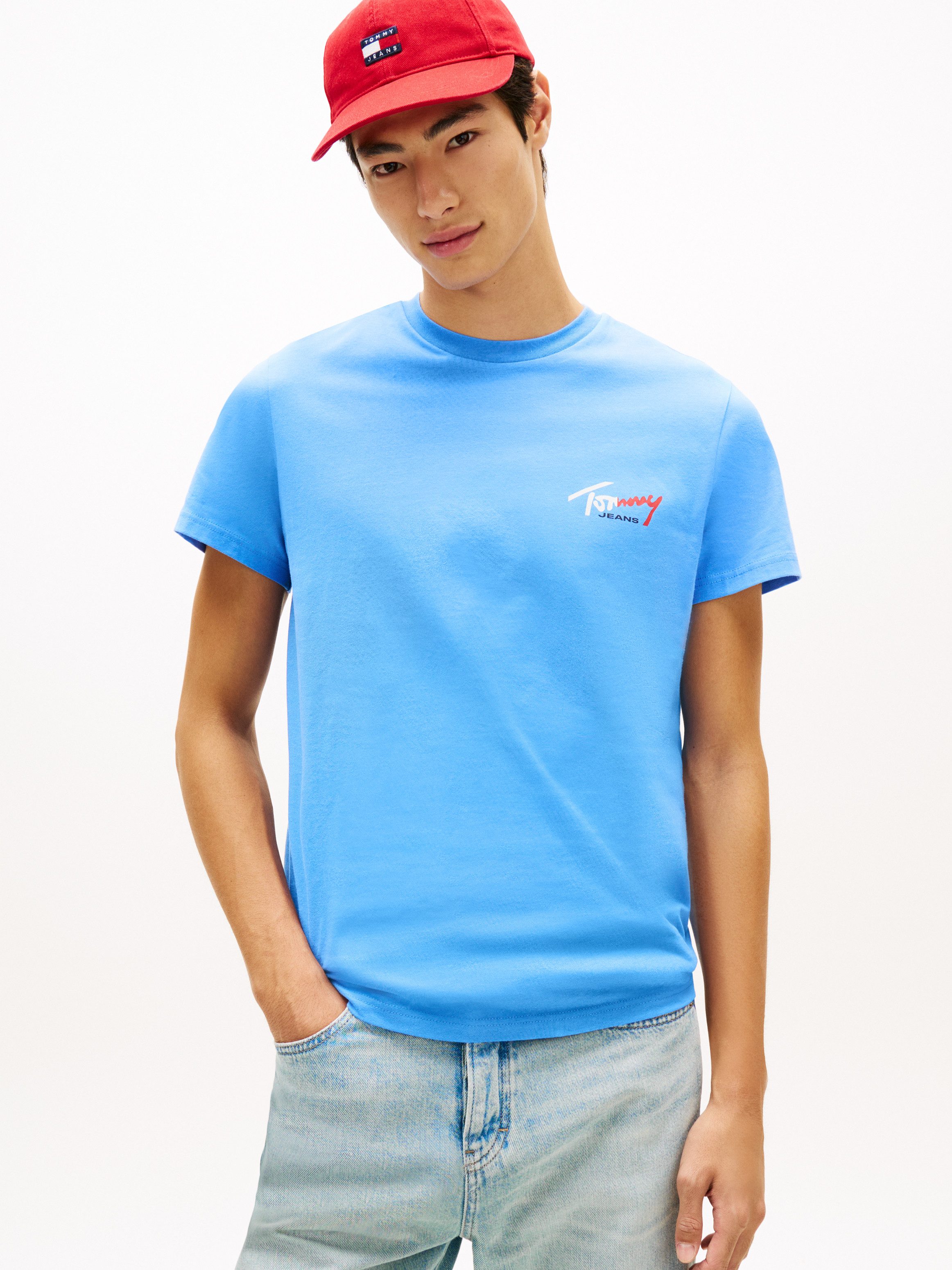 Tommy Jeans T-Shirt TJM SLIM FIT SIGN CHEST mit Markenprint