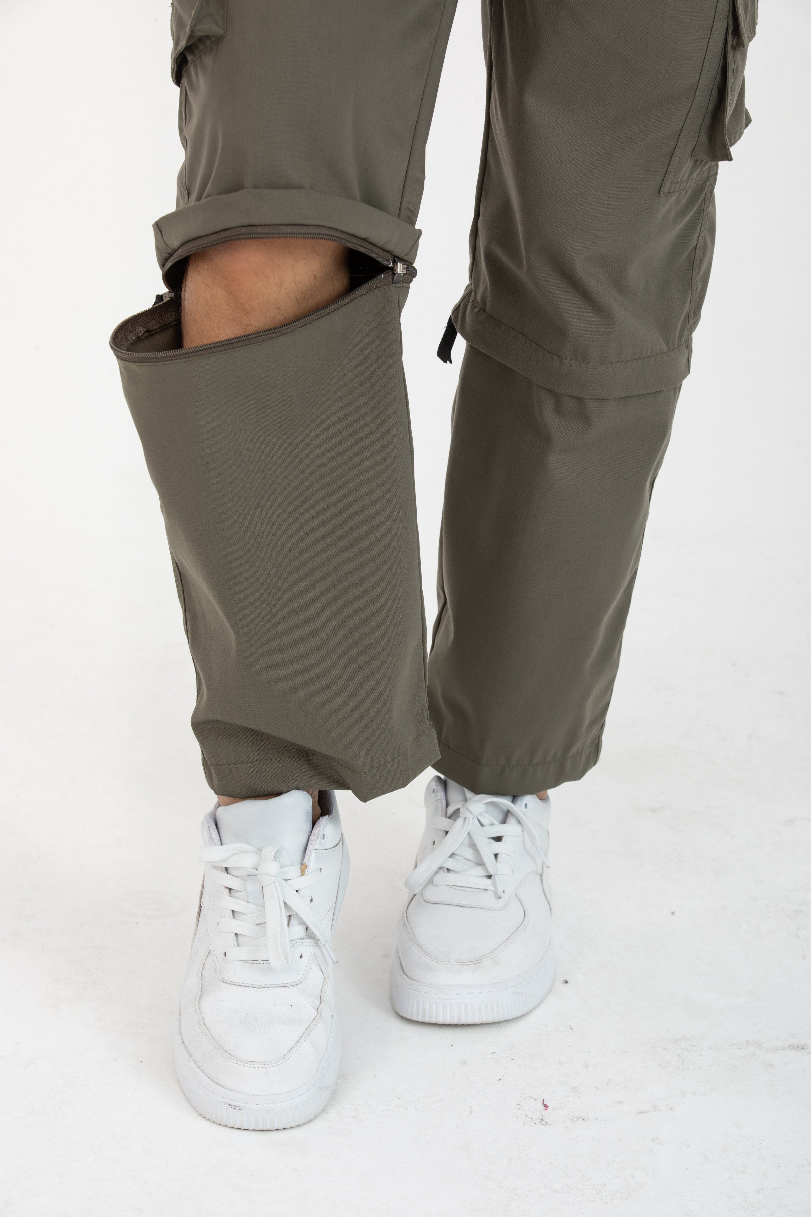 Kendindza Collection Cargohose Herren Zipp Off Cargohose Dehnbund Arbeit Hose Rangerhose Cargo Hose Gummibund elastisch, abnehmbare Beine, 6 Taschen