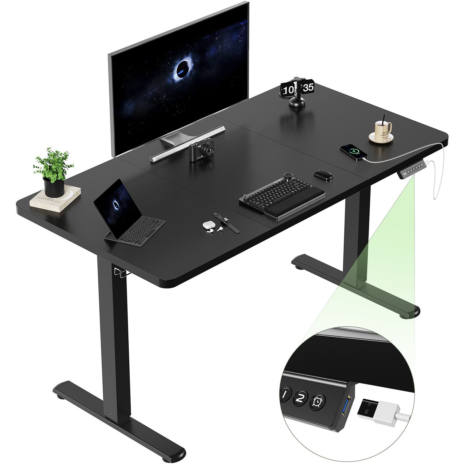 HOMALL Schreibtisch Höhenverstellbarer mit USB-Ladefunktion und günstig online kaufen