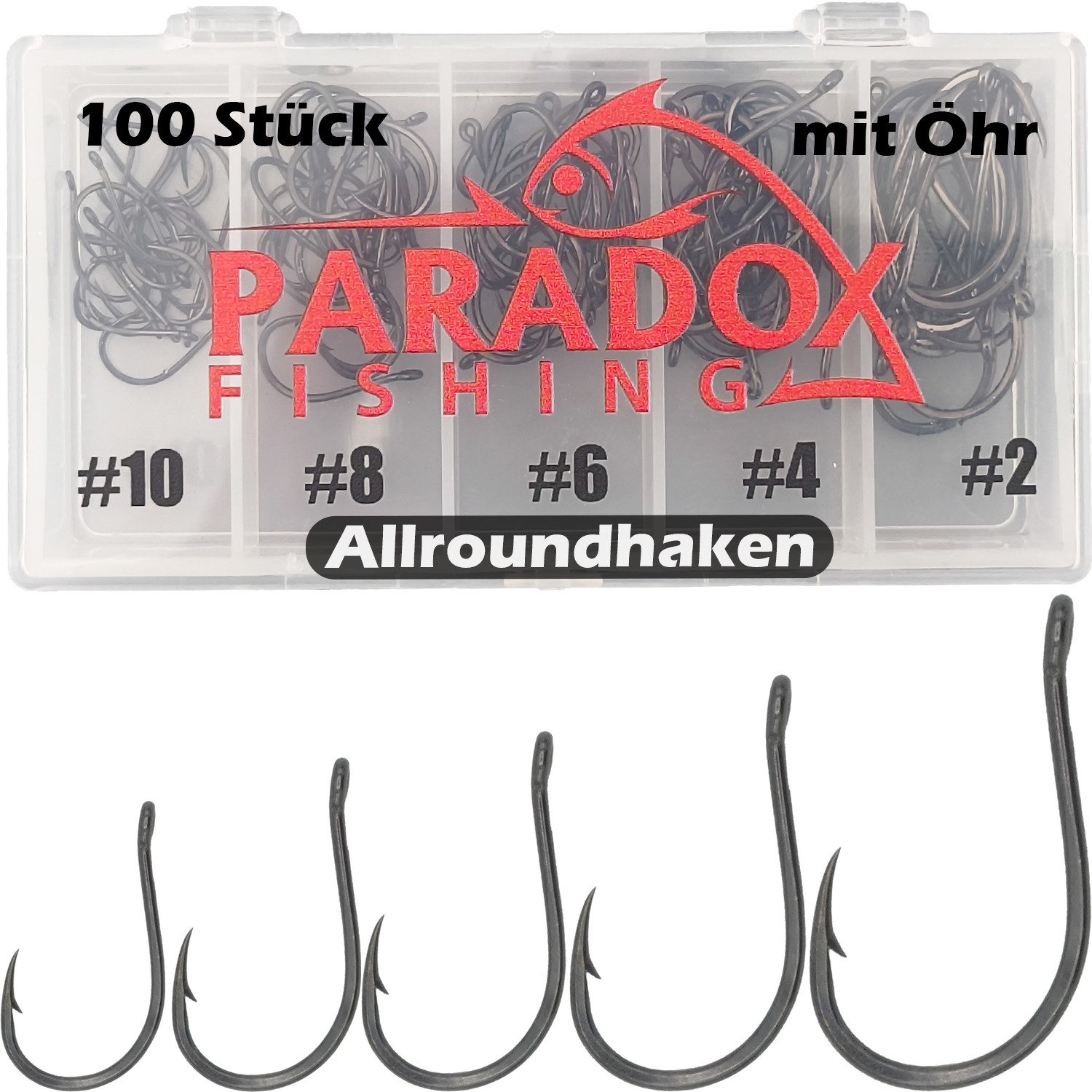 Stipphaken Allround-Haken Set mit Öse I 100 Stück #10/#8/#6/#4/#2 - je 20x