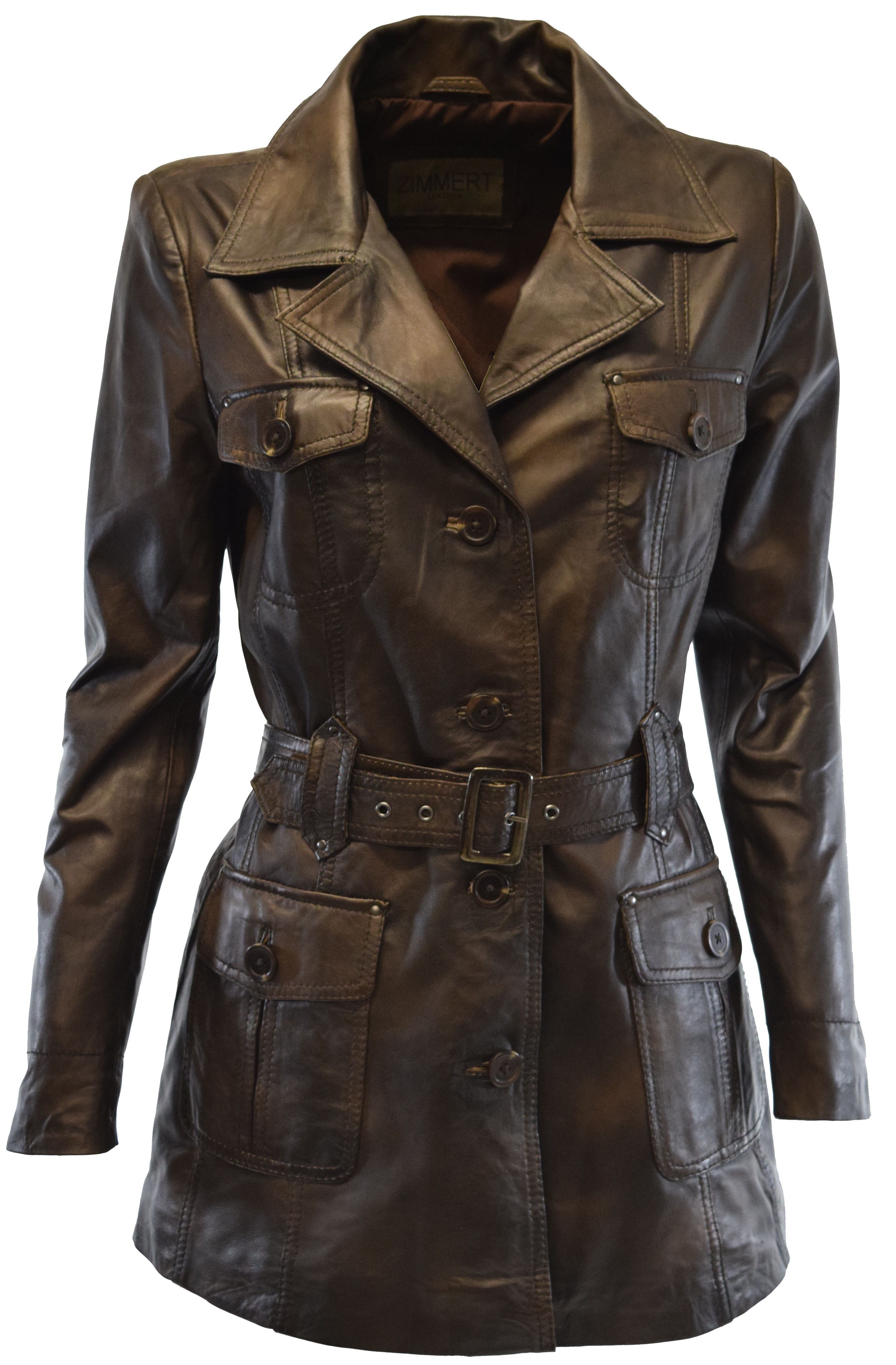 Zimmert Leather Ledermantel Sabina mit Ledergürtel, Brusttaschen, Schwarz, günstig online kaufen